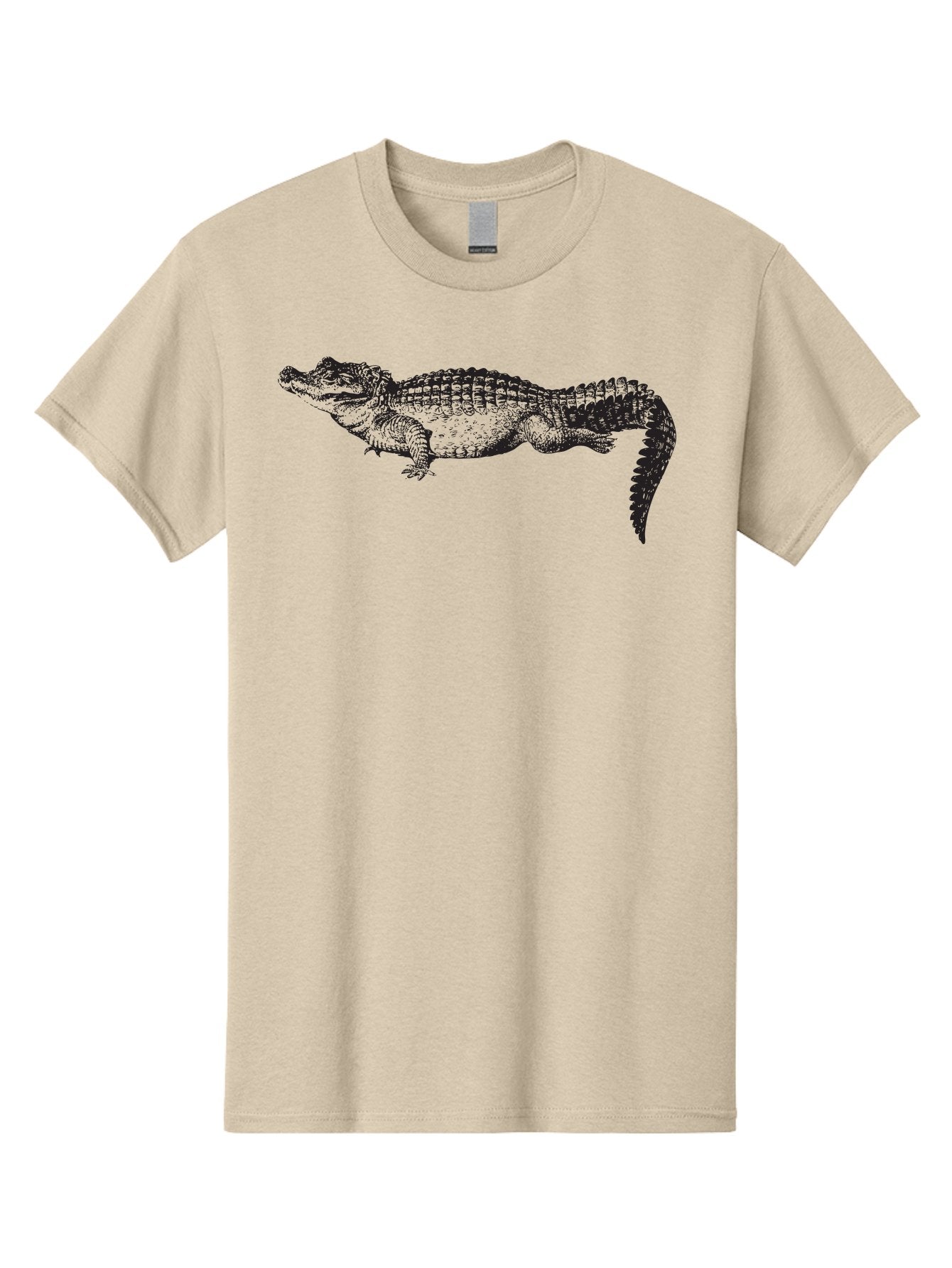 Crocodile-1 Men'S Graphic Tee, 100% Cotton, Comfortable Casual Summer Wear, Machine Washable, Crocodile Illustration, Reptile Art, Wildlife Graphic, Scaly Texture, Sharp Teeth, Ancient Creature, Black And Green, Graphic Design Aad872