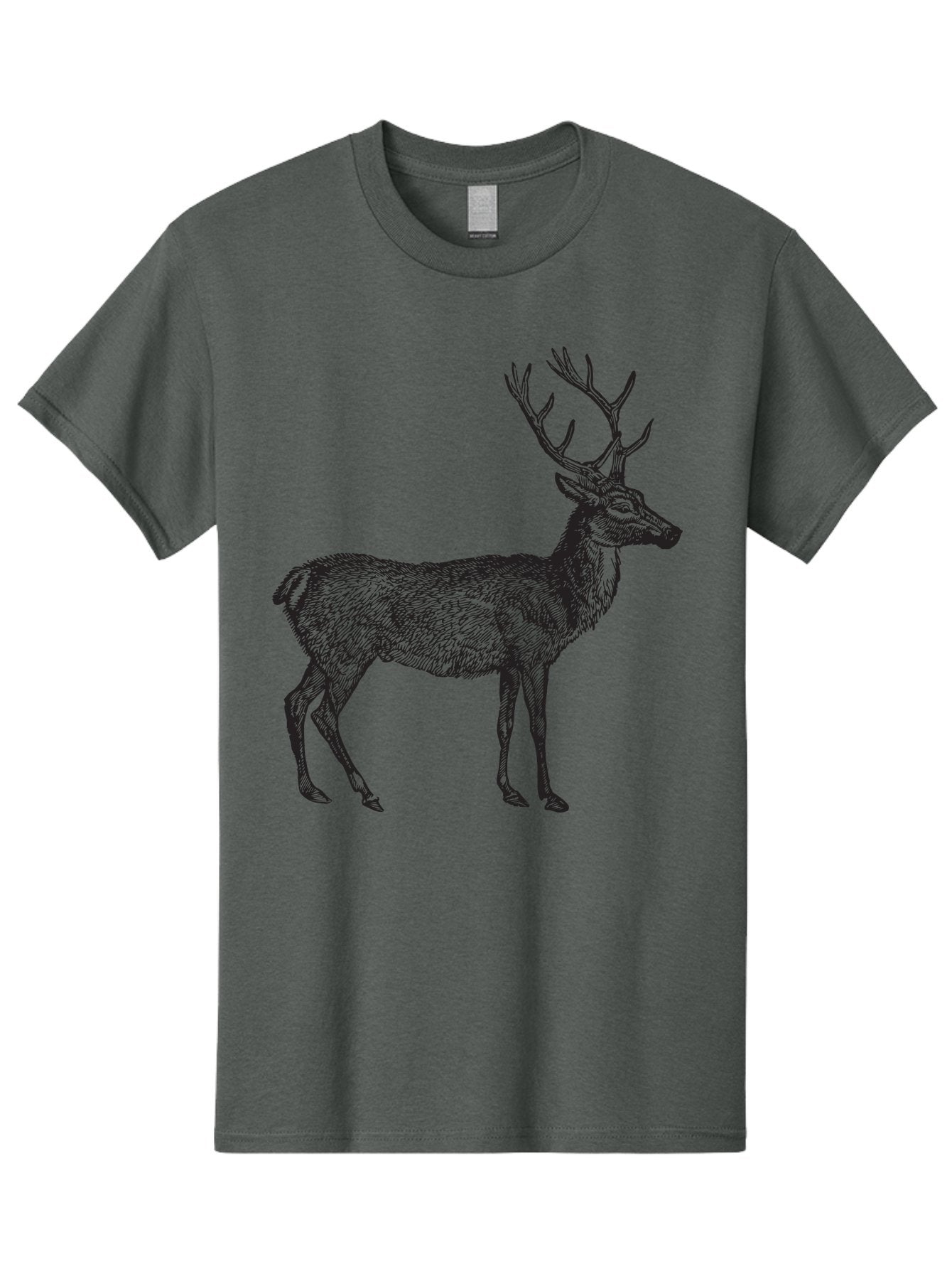 Deer-Illustration Men'S Graphic Tee, 100% Cotton, Comfortable Casual Summer Wear, Machine Washable, Deer With Antlers, Wildlife Illustration, Animal Drawing, Forest Creature, Majestic Animal, Natural World, Wild Deer Aad875 9