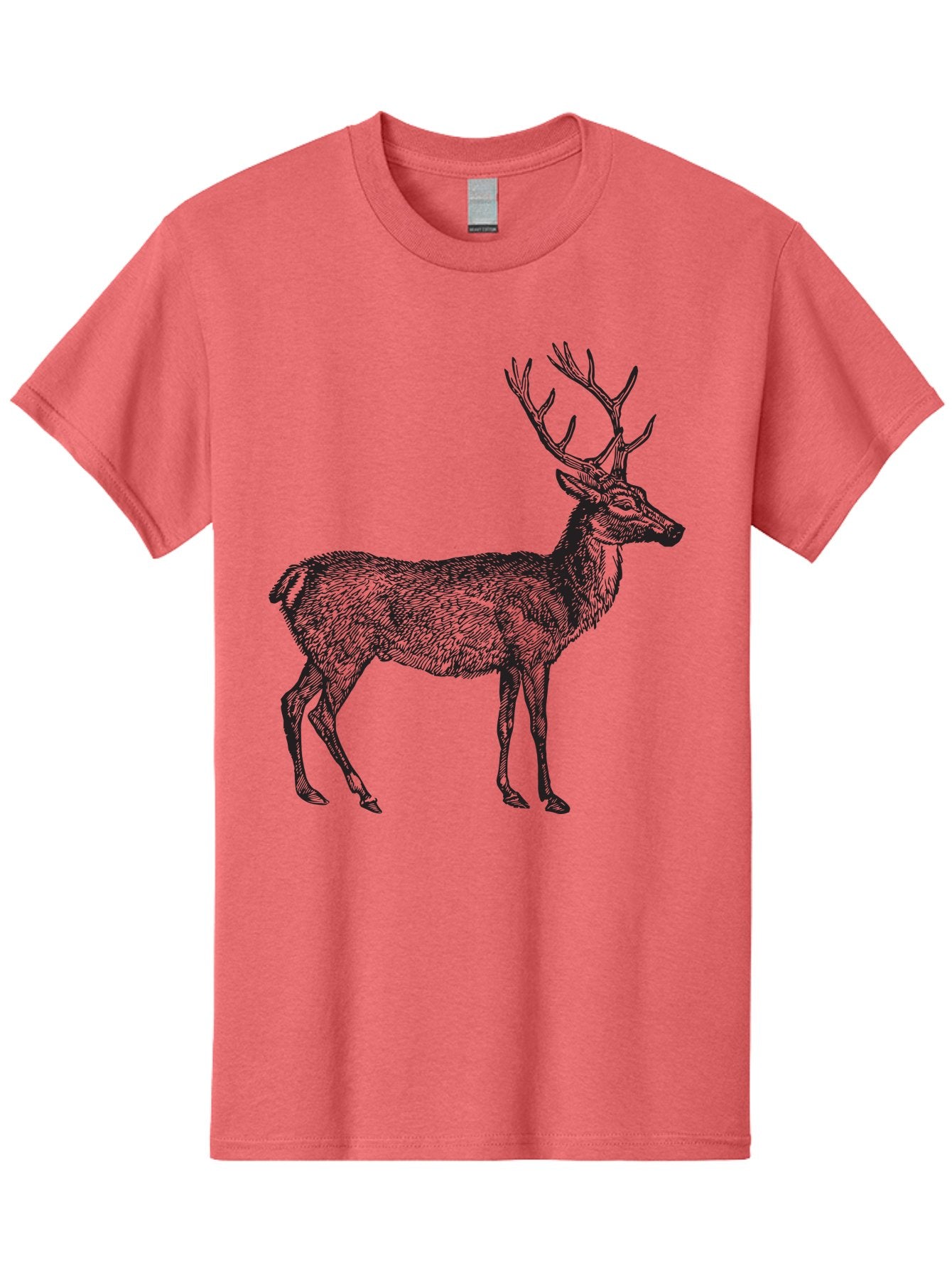 Deer-Illustration Men'S Graphic Tee, 100% Cotton, Comfortable Casual Summer Wear, Machine Washable, Deer With Antlers, Wildlife Illustration, Animal Drawing, Forest Creature, Majestic Animal, Natural World, Wild Deer Aad875 12