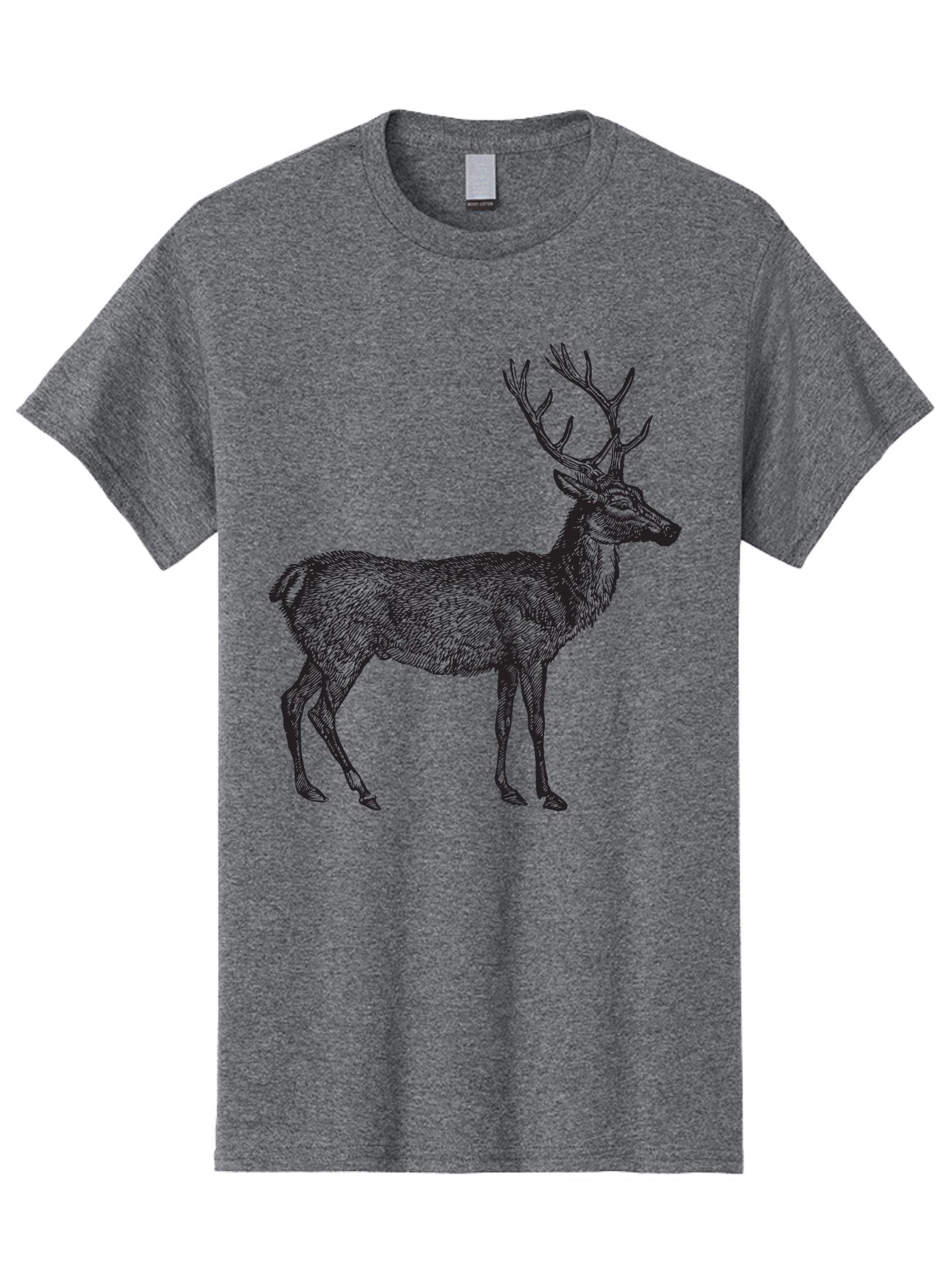 Deer-Illustration Men'S Graphic Tee, 100% Cotton, Comfortable Casual Summer Wear, Machine Washable, Deer With Antlers, Wildlife Illustration, Animal Drawing, Forest Creature, Majestic Animal, Natural World, Wild Deer Aad875 10