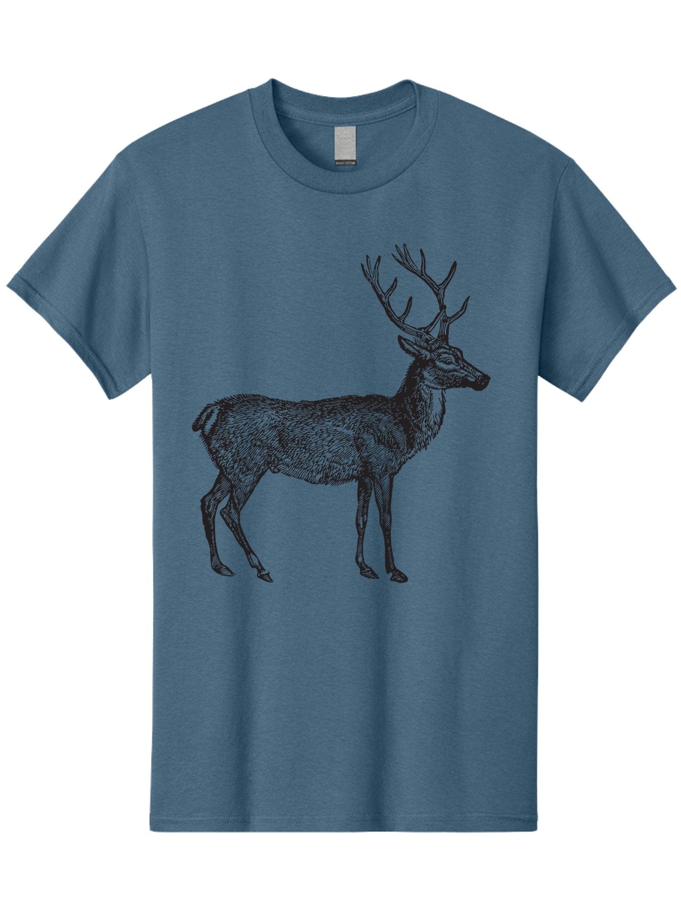Deer-Illustration Men'S Graphic Tee, 100% Cotton, Comfortable Casual Summer Wear, Machine Washable, Deer With Antlers, Wildlife Illustration, Animal Drawing, Forest Creature, Majestic Animal, Natural World, Wild Deer Aad875 7