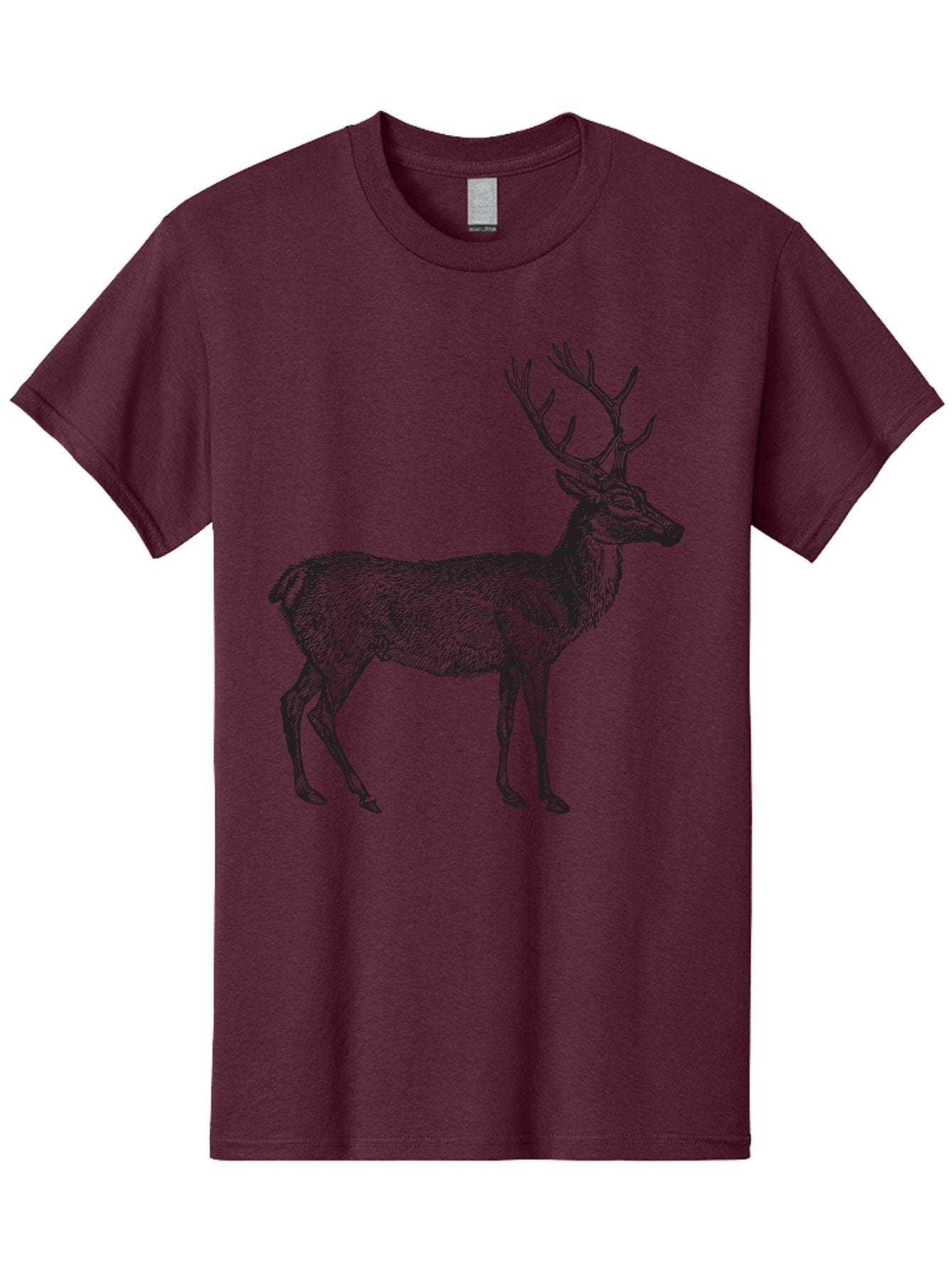 Deer-Illustration Men'S Graphic Tee, 100% Cotton, Comfortable Casual Summer Wear, Machine Washable, Deer With Antlers, Wildlife Illustration, Animal Drawing, Forest Creature, Majestic Animal, Natural World, Wild Deer Aad875 15