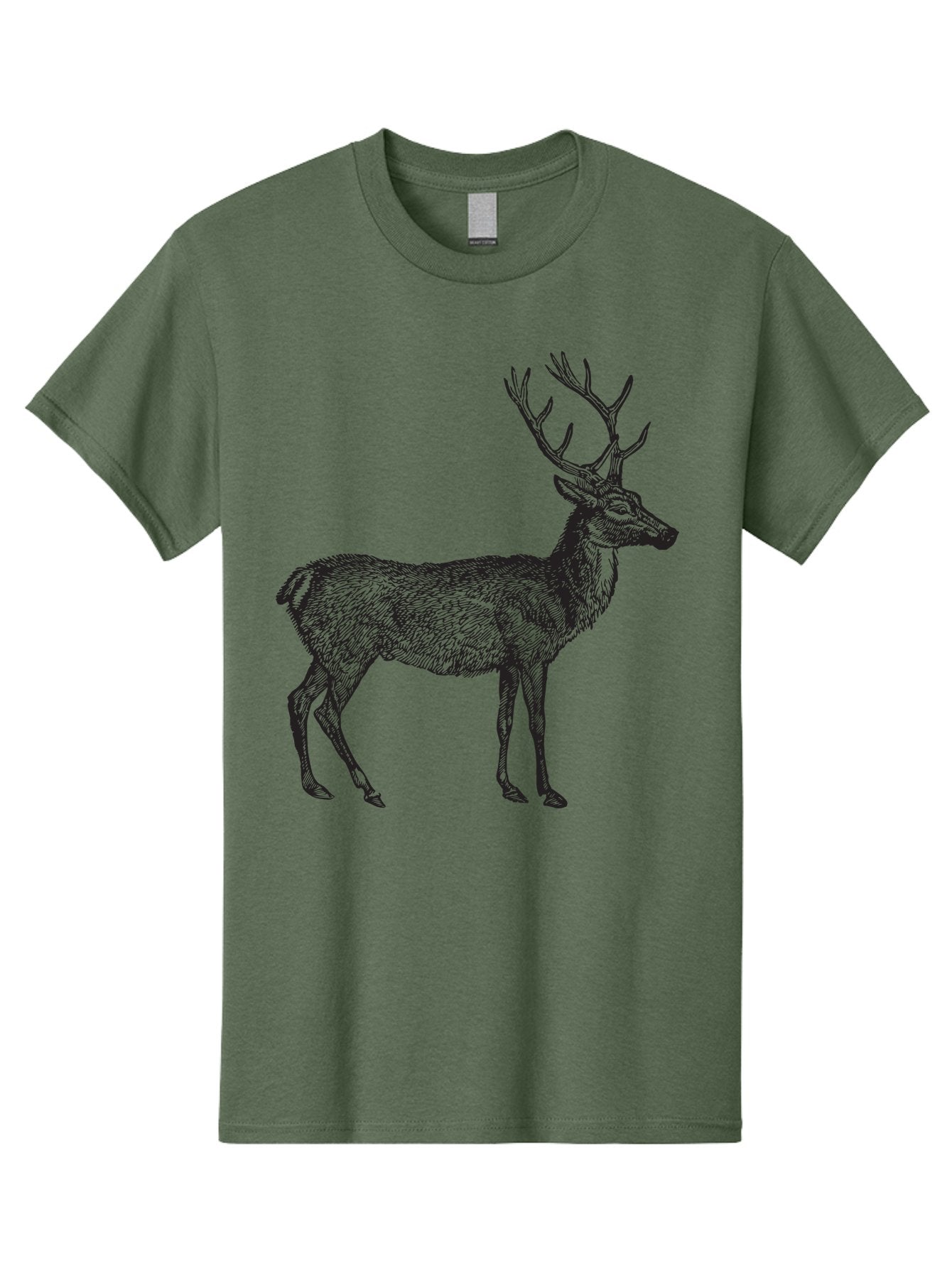 Deer-Illustration Men'S Graphic Tee, 100% Cotton, Comfortable Casual Summer Wear, Machine Washable, Deer With Antlers, Wildlife Illustration, Animal Drawing, Forest Creature, Majestic Animal, Natural World, Wild Deer Aad875 3