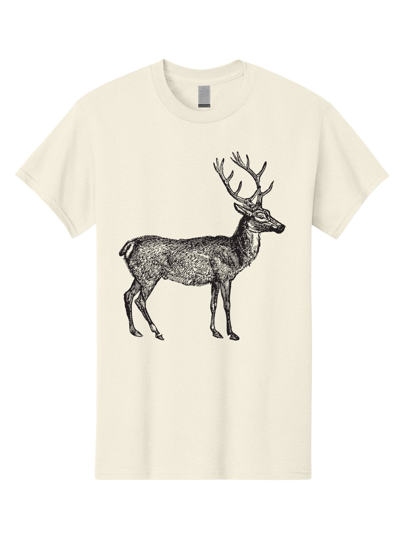 Deer-Illustration Men'S Graphic Tee, 100% Cotton, Comfortable Casual Summer Wear, Machine Washable, Deer With Antlers, Wildlife Illustration, Animal Drawing, Forest Creature, Majestic Animal, Natural World, Wild Deer Aad875 13