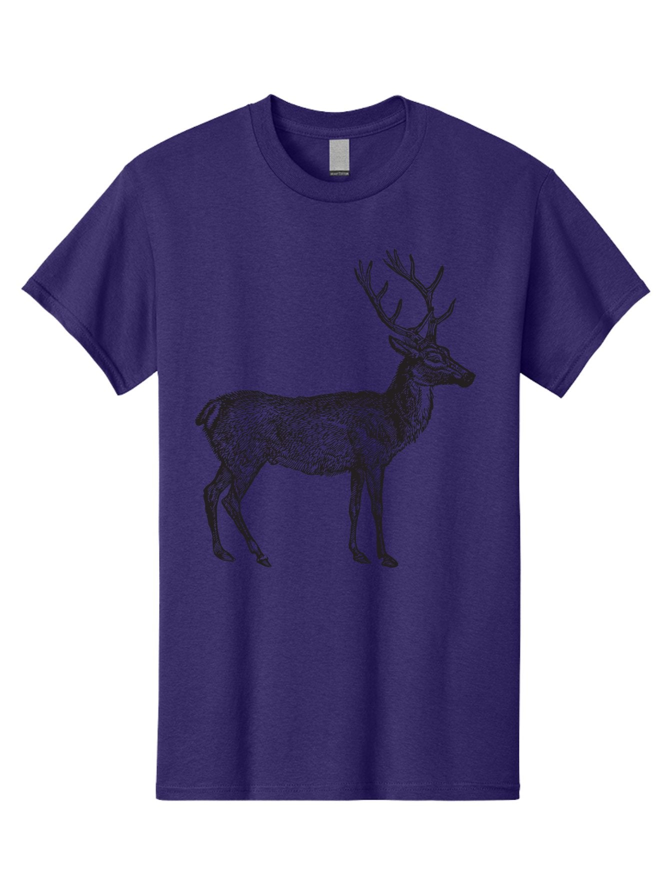 Deer-Illustration Men'S Graphic Tee, 100% Cotton, Comfortable Casual Summer Wear, Machine Washable, Deer With Antlers, Wildlife Illustration, Animal Drawing, Forest Creature, Majestic Animal, Natural World, Wild Deer Aad875 8