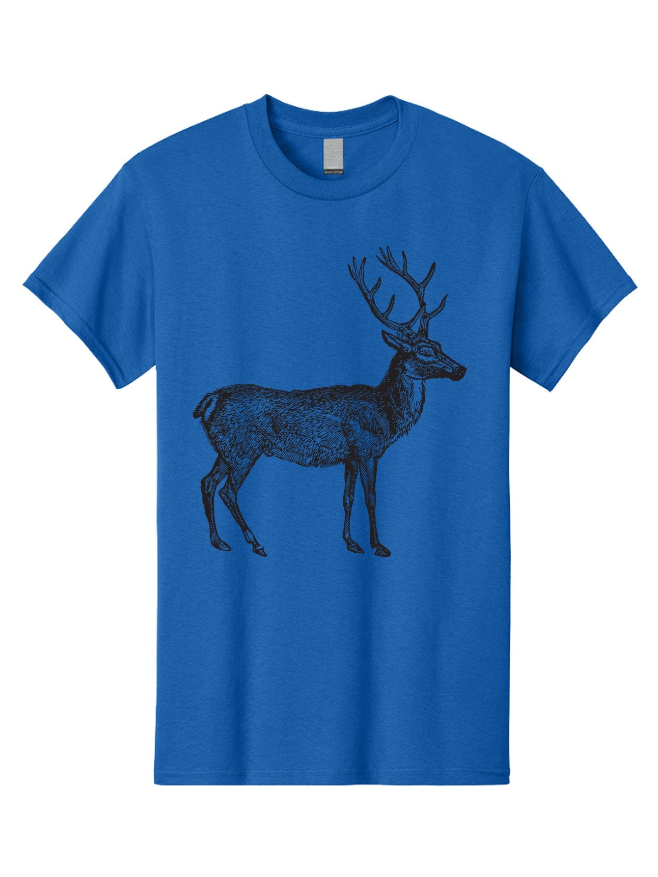 Deer-Illustration Men'S Graphic Tee, 100% Cotton, Comfortable Casual Summer Wear, Machine Washable, Deer With Antlers, Wildlife Illustration, Animal Drawing, Forest Creature, Majestic Animal, Natural World, Wild Deer Aad875 14