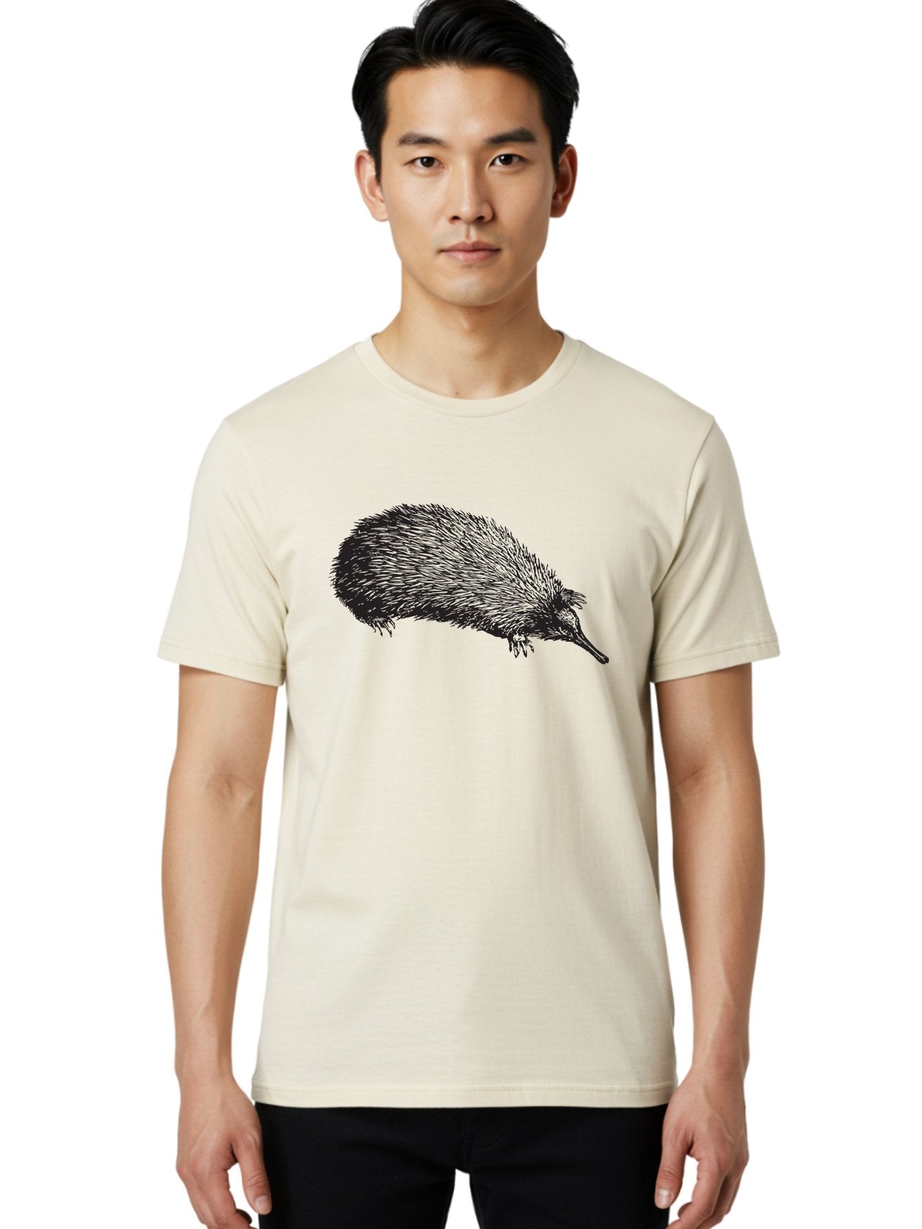 Echidna Men'S Graphic Tee, 100% Cotton, Comfortable Casual Summer Wear, Machine Washable, Echidna Illustration, Spiky Fur, Unique Creature, Wildlife Art, Animal Graphics, Spiny Mammal, Australian Wildlife, Quirky Design, Wildlife Illustration Aad876 16