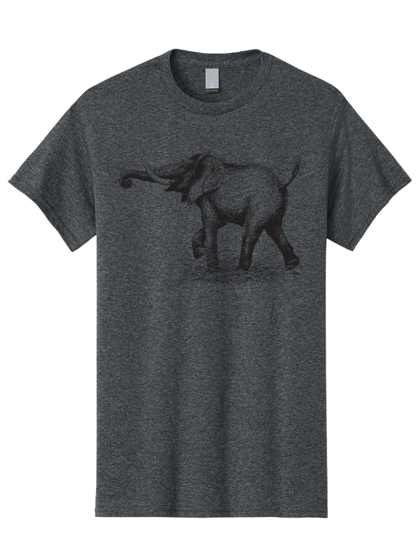 Elephant-1 Men'S Graphic Tee, 100% Cotton, Comfortable Casual Summer Wear, Machine Washable, Elephant Illustration, Vintage Engraving, Wildlife Art, Wild Animal, Elephant Species, Mammal Portrait, Tusker, Trunk Curled, Detailed Drawing, Aad877 3