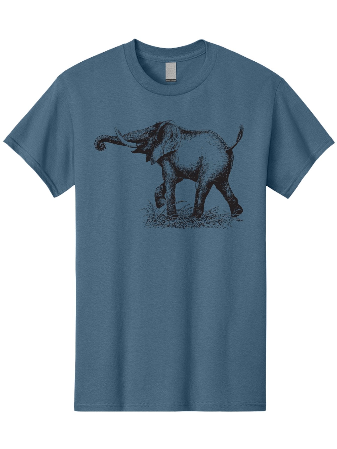 Elephant-1 Men'S Graphic Tee, 100% Cotton, Comfortable Casual Summer Wear, Machine Washable, Elephant Illustration, Vintage Engraving, Wildlife Art, Wild Animal, Elephant Species, Mammal Portrait, Tusker, Trunk Curled, Detailed Drawing, Aad877 14