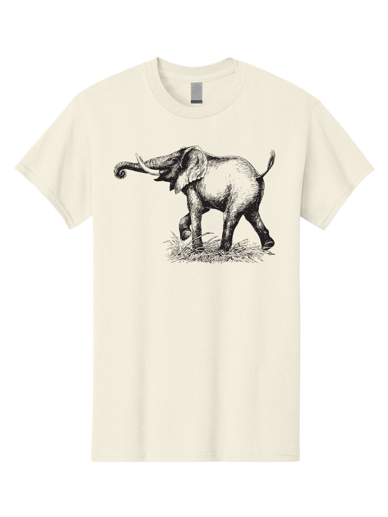 Elephant-1 Men'S Graphic Tee, 100% Cotton, Comfortable Casual Summer Wear, Machine Washable, Elephant Illustration, Vintage Engraving, Wildlife Art, Wild Animal, Elephant Species, Mammal Portrait, Tusker, Trunk Curled, Detailed Drawing, Aad877 11