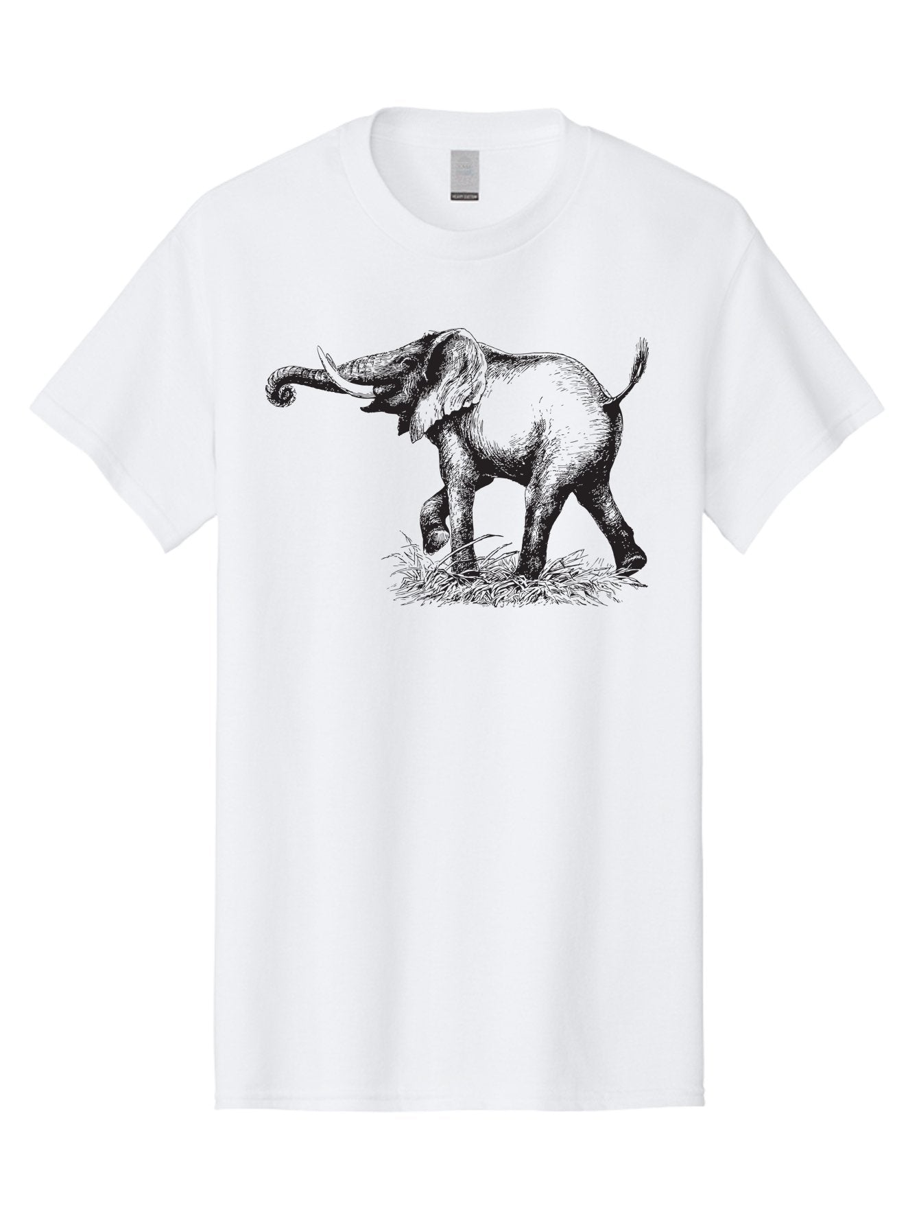 Elephant-1 Men'S Graphic Tee, 100% Cotton, Comfortable Casual Summer Wear, Machine Washable, Elephant Illustration, Vintage Engraving, Wildlife Art, Wild Animal, Elephant Species, Mammal Portrait, Tusker, Trunk Curled, Detailed Drawing, Aad877 6