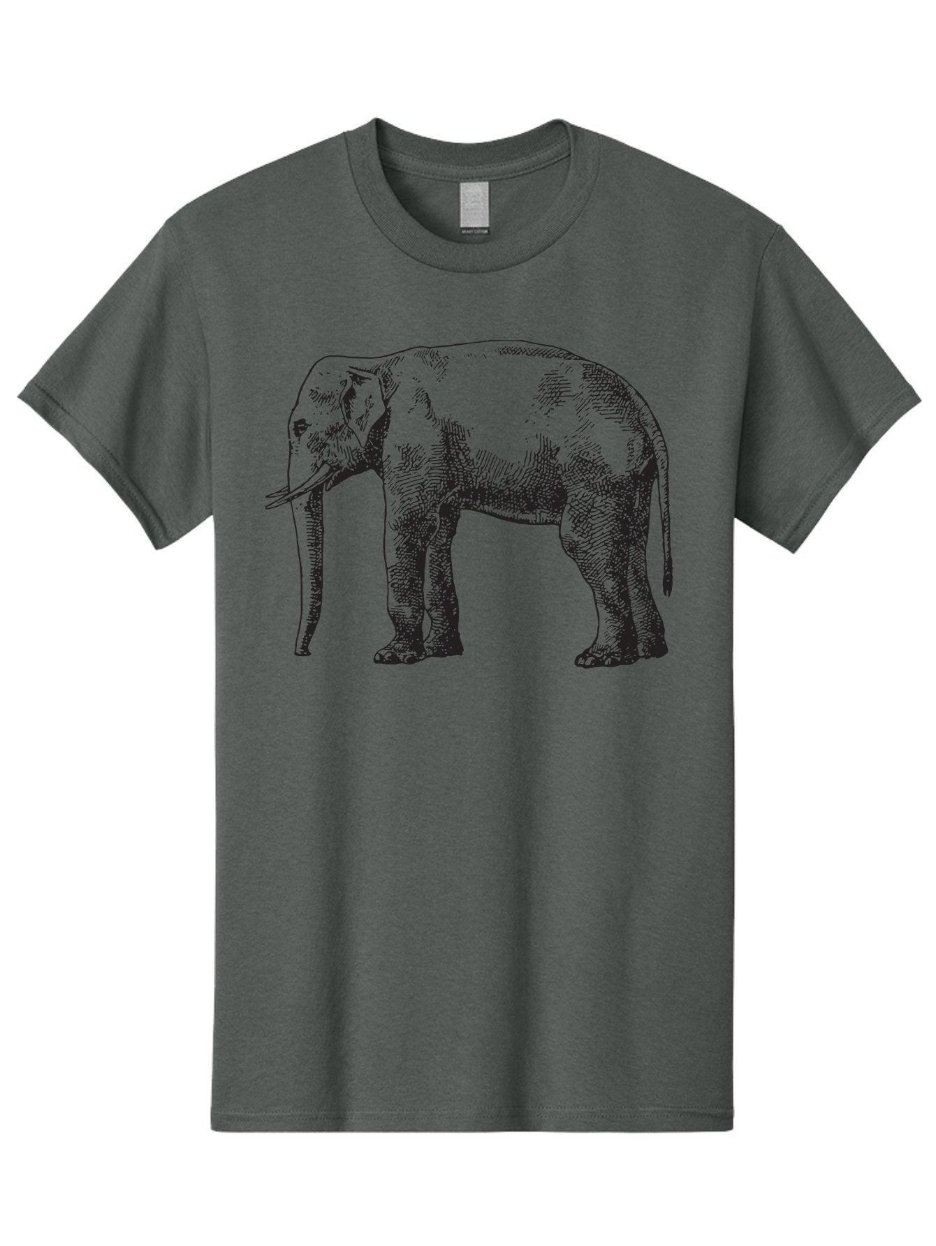 Elephant-2 Men'S Graphic Tee, 100% Cotton, Comfortable Casual Summer Wear, Machine Washable, Elephant Illustration, Wildlife Art, Black And White Drawing, Detailed Shading, Large Mammal, Trunk And Tusks, Wildlife Conservation Aad878 15