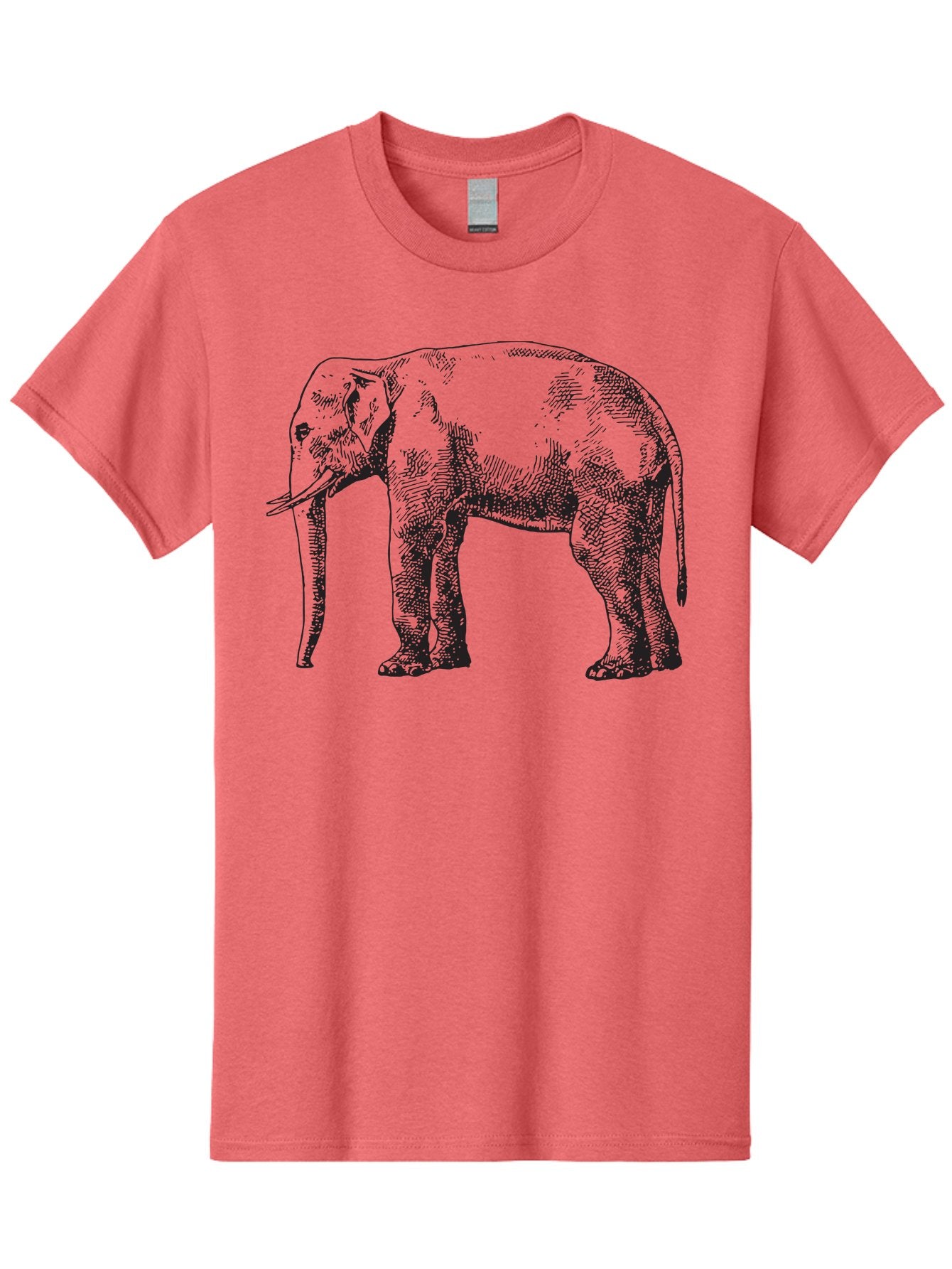 Elephant-2 Men'S Graphic Tee, 100% Cotton, Comfortable Casual Summer Wear, Machine Washable, Elephant Illustration, Wildlife Art, Black And White Drawing, Detailed Shading, Large Mammal, Trunk And Tusks, Wildlife Conservation Aad878 10