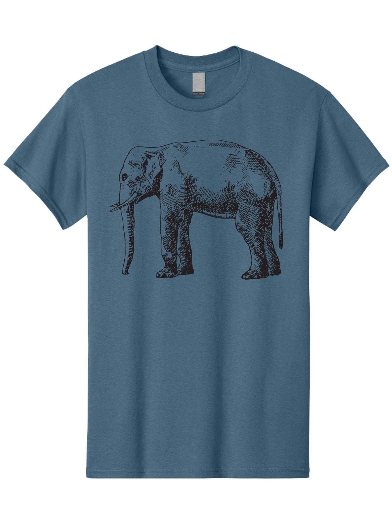 Elephant-2 Men'S Graphic Tee, 100% Cotton, Comfortable Casual Summer Wear, Machine Washable, Elephant Illustration, Wildlife Art, Black And White Drawing, Detailed Shading, Large Mammal, Trunk And Tusks, Wildlife Conservation Aad878 4