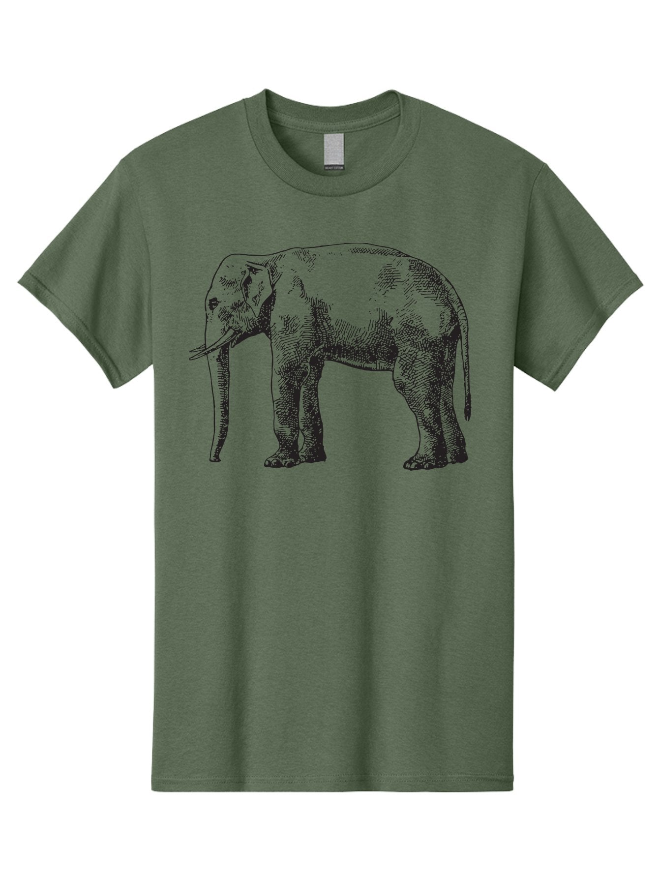 Elephant-2 Men'S Graphic Tee, 100% Cotton, Comfortable Casual Summer Wear, Machine Washable, Elephant Illustration, Wildlife Art, Black And White Drawing, Detailed Shading, Large Mammal, Trunk And Tusks, Wildlife Conservation Aad878 13