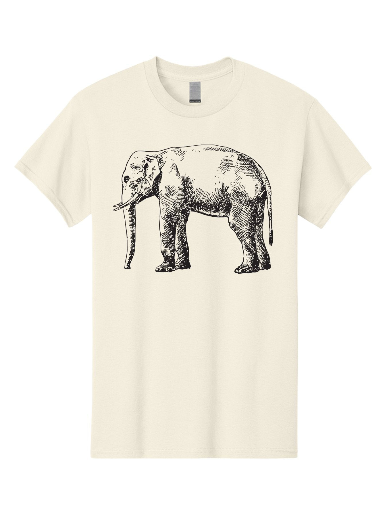 Elephant-2 Men'S Graphic Tee, 100% Cotton, Comfortable Casual Summer Wear, Machine Washable, Elephant Illustration, Wildlife Art, Black And White Drawing, Detailed Shading, Large Mammal, Trunk And Tusks, Wildlife Conservation Aad878 7