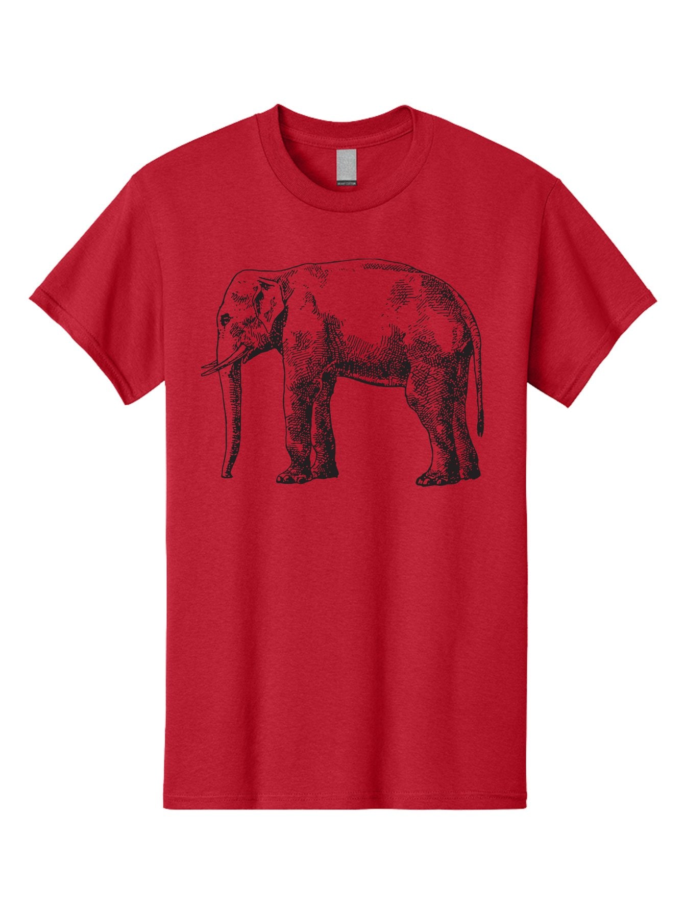 Elephant-2 Men'S Graphic Tee, 100% Cotton, Comfortable Casual Summer Wear, Machine Washable, Elephant Illustration, Wildlife Art, Black And White Drawing, Detailed Shading, Large Mammal, Trunk And Tusks, Wildlife Conservation Aad878 6