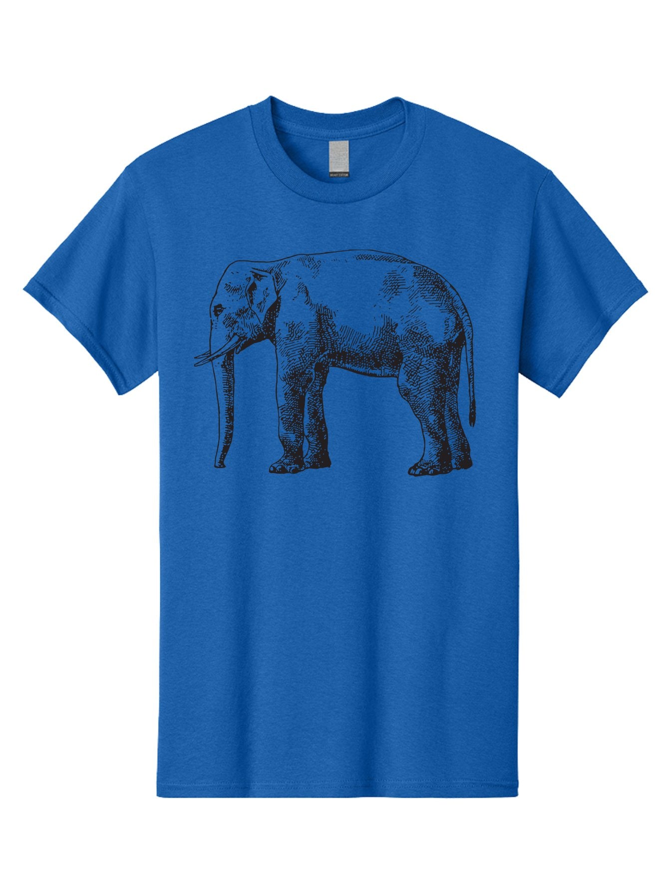 Elephant-2 Men'S Graphic Tee, 100% Cotton, Comfortable Casual Summer Wear, Machine Washable, Elephant Illustration, Wildlife Art, Black And White Drawing, Detailed Shading, Large Mammal, Trunk And Tusks, Wildlife Conservation Aad878 14
