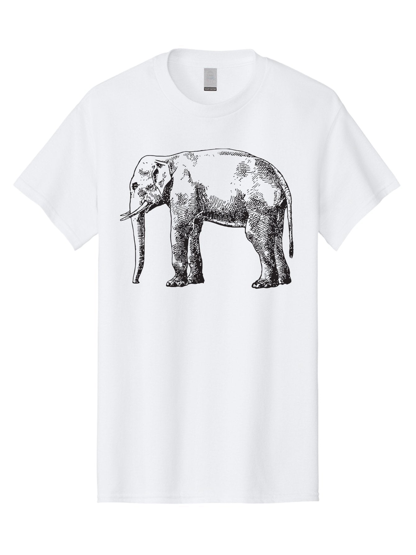 Elephant-2 Men'S Graphic Tee, 100% Cotton, Comfortable Casual Summer Wear, Machine Washable, Elephant Illustration, Wildlife Art, Black And White Drawing, Detailed Shading, Large Mammal, Trunk And Tusks, Wildlife Conservation Aad878 9