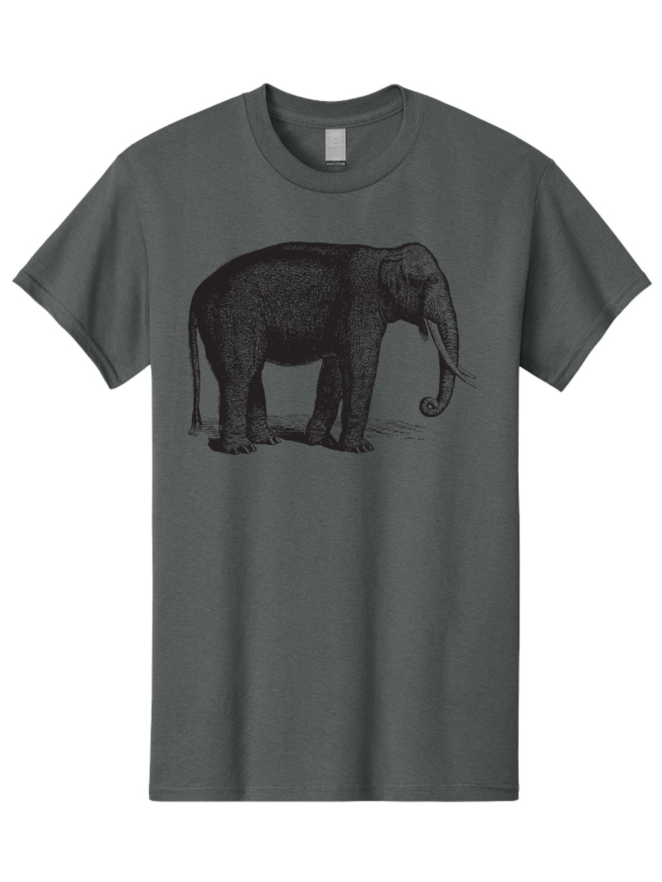 Elephant-Illustration Men'S Graphic Tee, 100% Cotton, Comfortable Casual Summer Wear, Machine Washable, Large Elephant, Wild Animal, Detailed Illustration, Cross-Hatching Technique, Long Trunk, Tusks, Wildlife Art, Realistic Drawing, Aad879 10