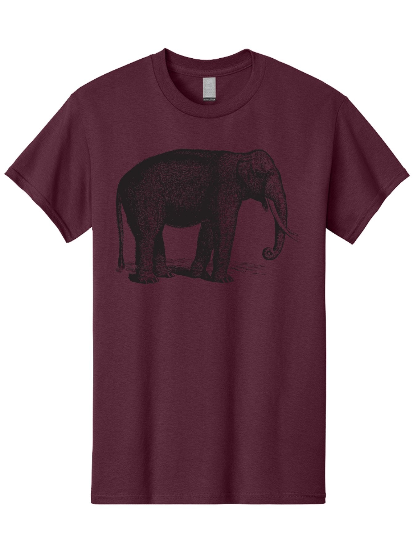 Elephant-Illustration Men'S Graphic Tee, 100% Cotton, Comfortable Casual Summer Wear, Machine Washable, Large Elephant, Wild Animal, Detailed Illustration, Cross-Hatching Technique, Long Trunk, Tusks, Wildlife Art, Realistic Drawing, Aad879 9