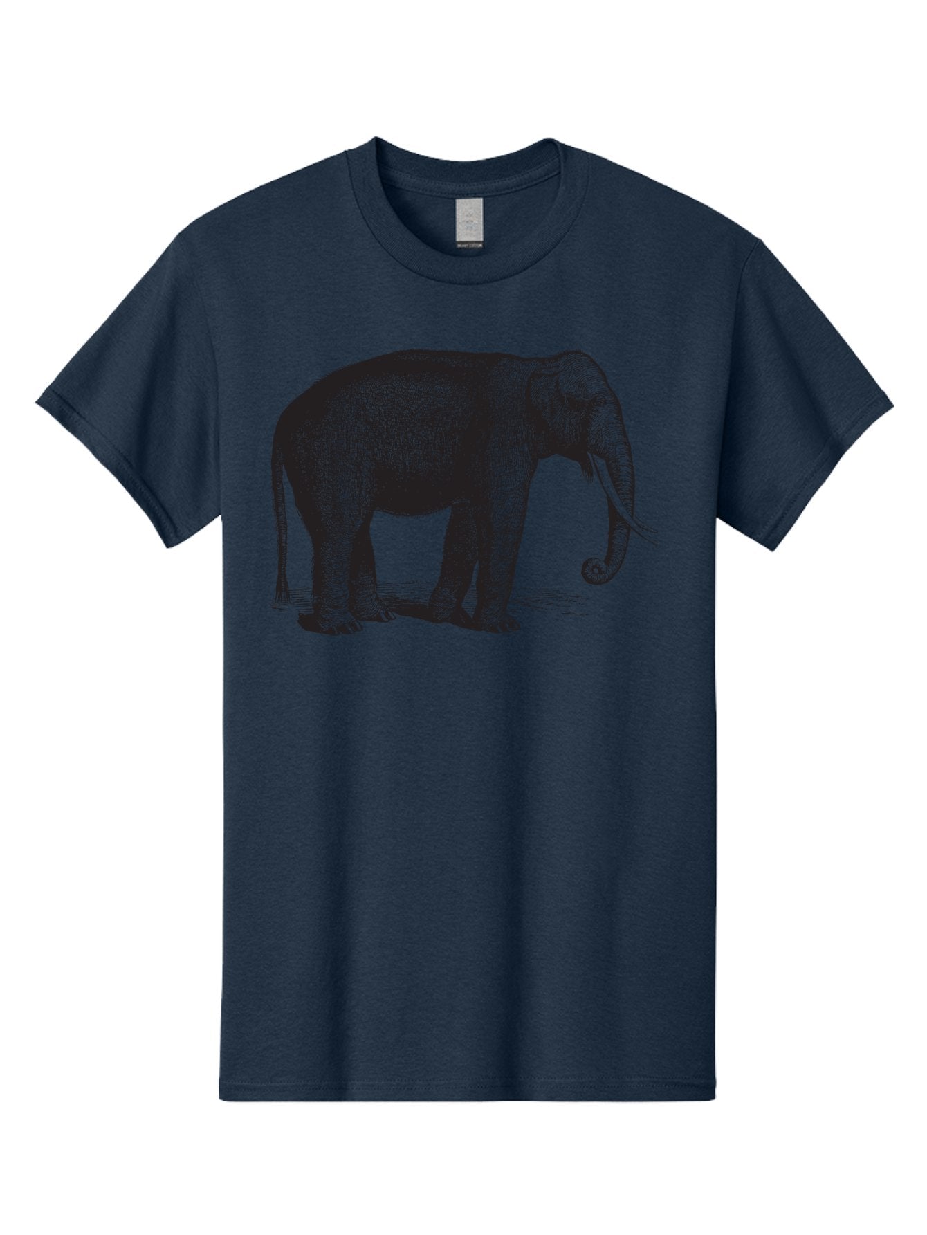 Elephant-Illustration Men'S Graphic Tee, 100% Cotton, Comfortable Casual Summer Wear, Machine Washable, Large Elephant, Wild Animal, Detailed Illustration, Cross-Hatching Technique, Long Trunk, Tusks, Wildlife Art, Realistic Drawing, Aad879 4
