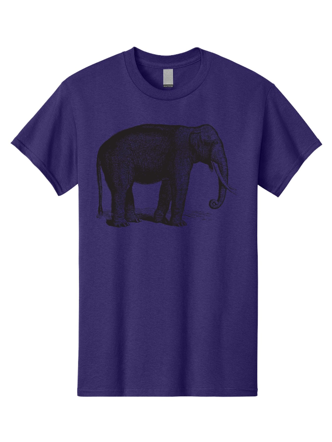 Elephant-Illustration Men'S Graphic Tee, 100% Cotton, Comfortable Casual Summer Wear, Machine Washable, Large Elephant, Wild Animal, Detailed Illustration, Cross-Hatching Technique, Long Trunk, Tusks, Wildlife Art, Realistic Drawing, Aad879 1