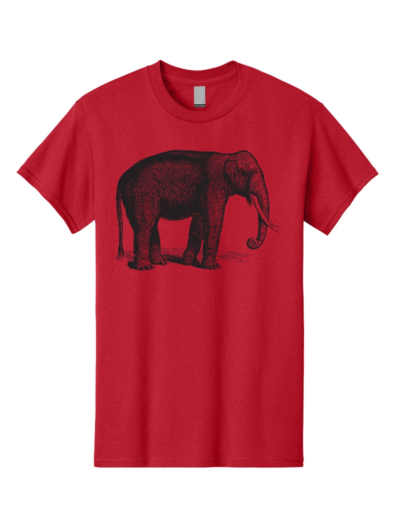 Elephant-Illustration Men'S Graphic Tee, 100% Cotton, Comfortable Casual Summer Wear, Machine Washable, Large Elephant, Wild Animal, Detailed Illustration, Cross-Hatching Technique, Long Trunk, Tusks, Wildlife Art, Realistic Drawing, Aad879 8