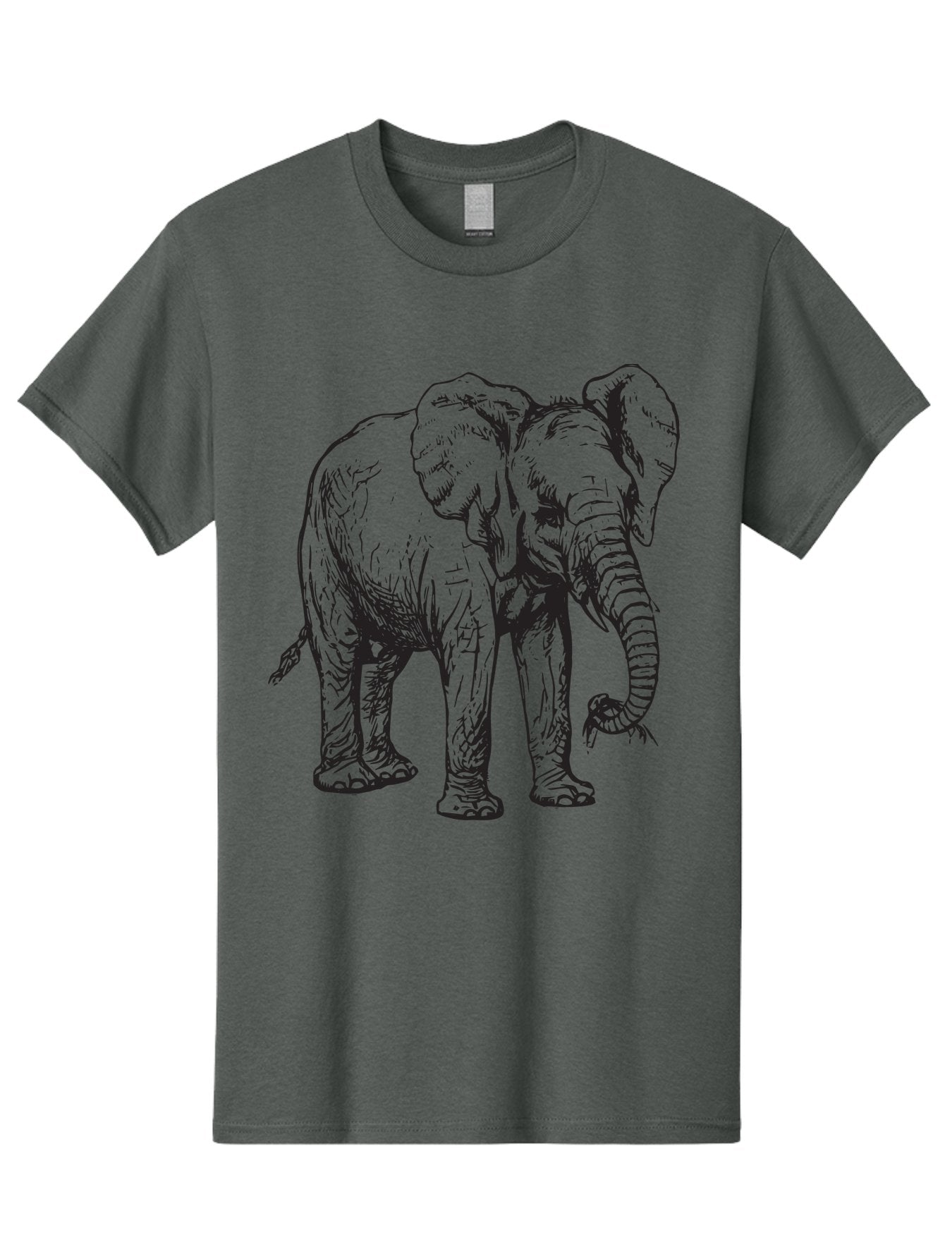 Elephant Men'S Graphic Tee, 100% Cotton, Comfortable Casual Summer Wear, Machine Washable, Black And White Elephant Illustration, Elephant Artwork, Wildlife Graphics, Elephant Design, Detailed Drawing, Cartoon Style Aad880 13