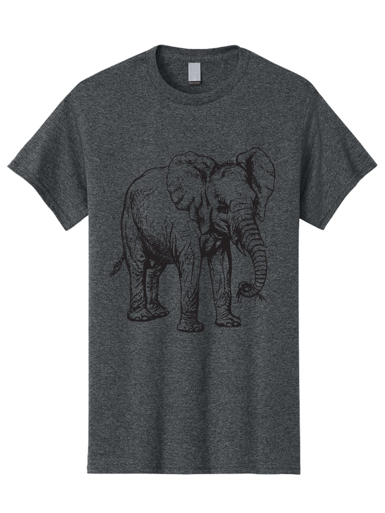 Elephant Men'S Graphic Tee, 100% Cotton, Comfortable Casual Summer Wear, Machine Washable, Black And White Elephant Illustration, Elephant Artwork, Wildlife Graphics, Elephant Design, Detailed Drawing, Cartoon Style Aad880 5