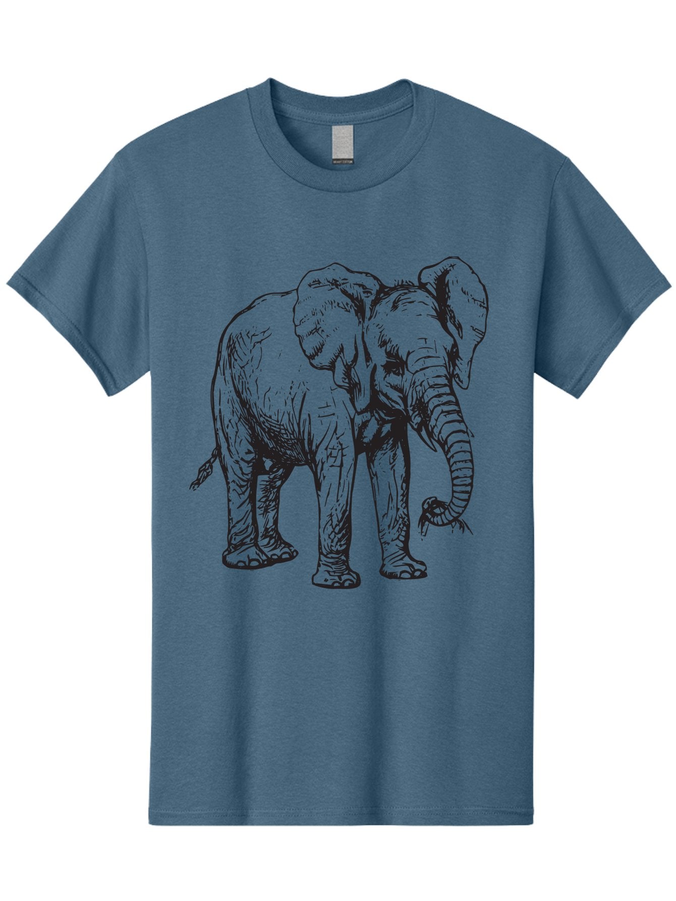 Elephant Men'S Graphic Tee, 100% Cotton, Comfortable Casual Summer Wear, Machine Washable, Black And White Elephant Illustration, Elephant Artwork, Wildlife Graphics, Elephant Design, Detailed Drawing, Cartoon Style Aad880 10