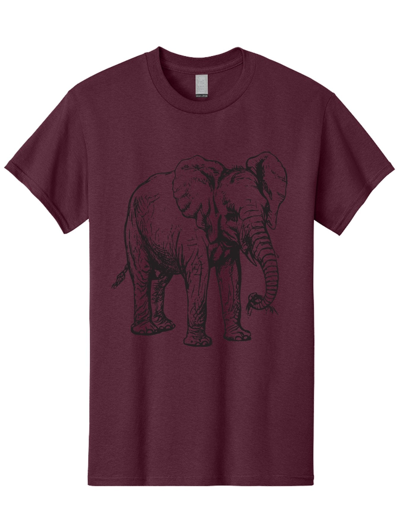 Elephant Men'S Graphic Tee, 100% Cotton, Comfortable Casual Summer Wear, Machine Washable, Black And White Elephant Illustration, Elephant Artwork, Wildlife Graphics, Elephant Design, Detailed Drawing, Cartoon Style Aad880 12