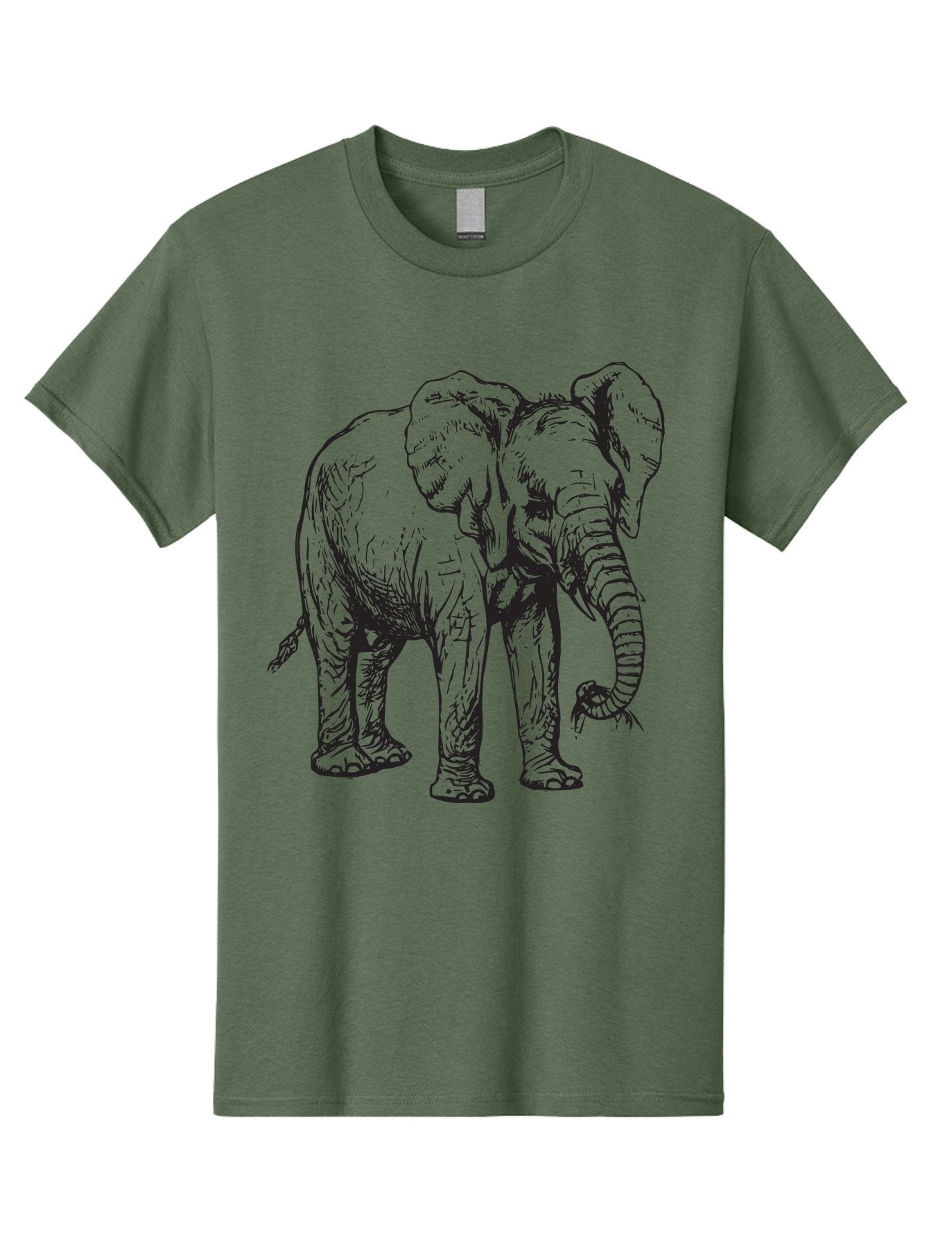 Elephant Men'S Graphic Tee, 100% Cotton, Comfortable Casual Summer Wear, Machine Washable, Black And White Elephant Illustration, Elephant Artwork, Wildlife Graphics, Elephant Design, Detailed Drawing, Cartoon Style Aad880 8
