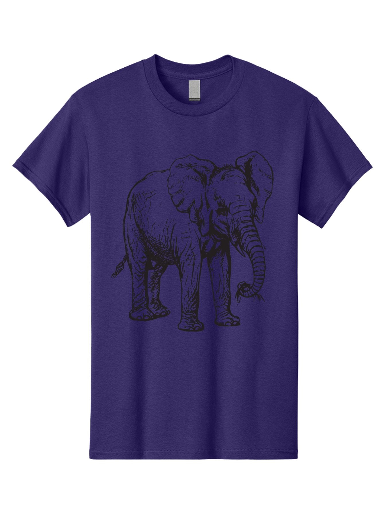 Elephant Men'S Graphic Tee, 100% Cotton, Comfortable Casual Summer Wear, Machine Washable, Black And White Elephant Illustration, Elephant Artwork, Wildlife Graphics, Elephant Design, Detailed Drawing, Cartoon Style Aad880 4