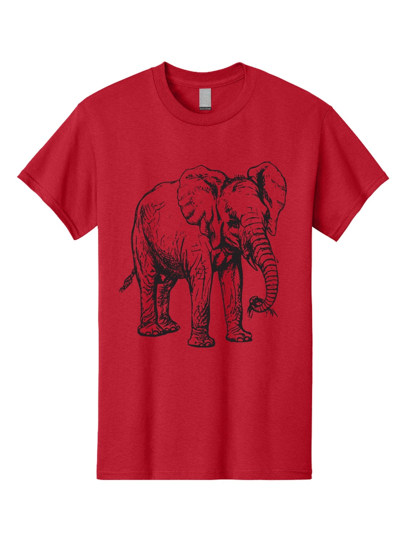 Elephant Men'S Graphic Tee, 100% Cotton, Comfortable Casual Summer Wear, Machine Washable, Black And White Elephant Illustration, Elephant Artwork, Wildlife Graphics, Elephant Design, Detailed Drawing, Cartoon Style Aad880 15