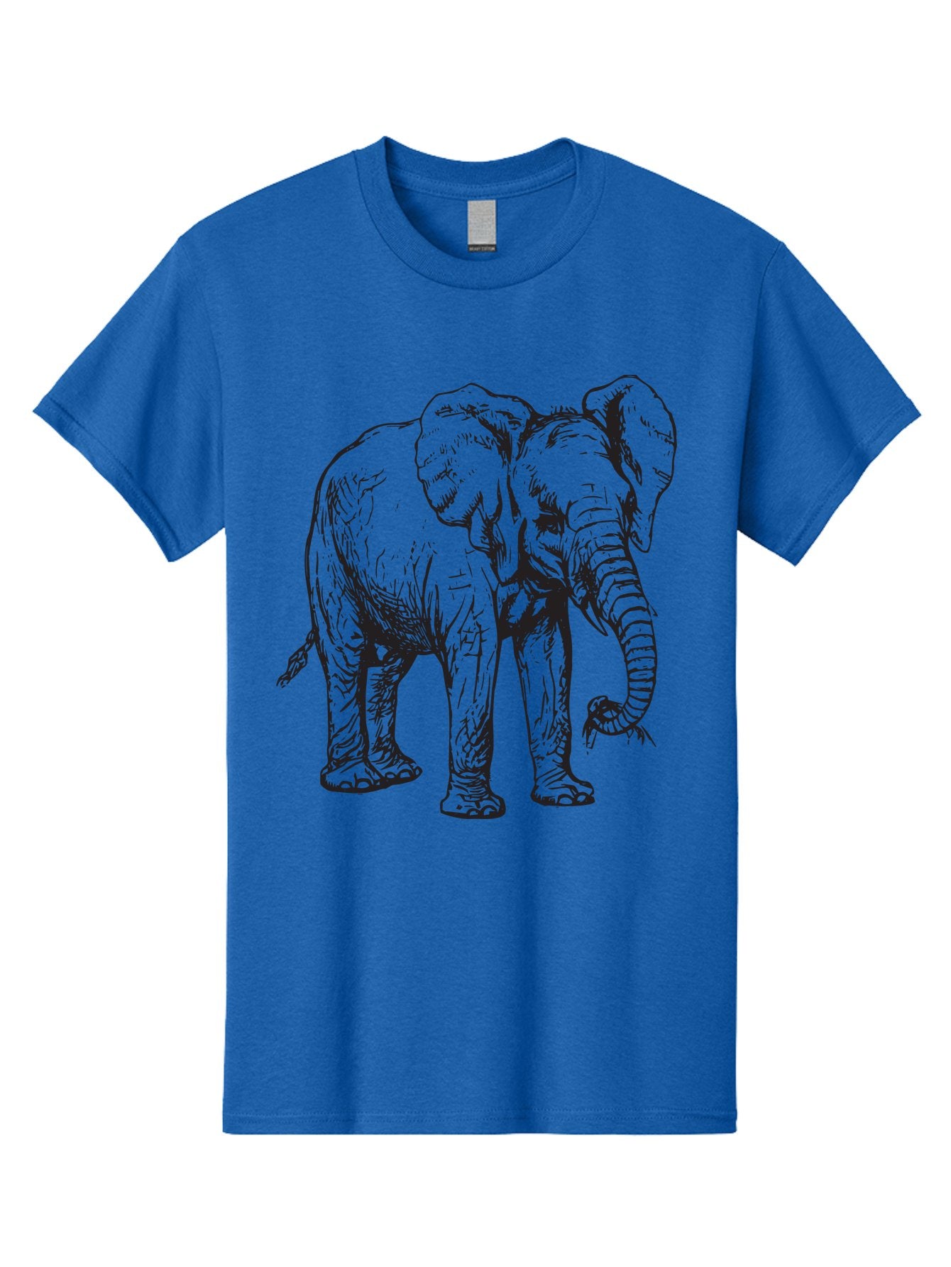Elephant Men'S Graphic Tee, 100% Cotton, Comfortable Casual Summer Wear, Machine Washable, Black And White Elephant Illustration, Elephant Artwork, Wildlife Graphics, Elephant Design, Detailed Drawing, Cartoon Style Aad880 7