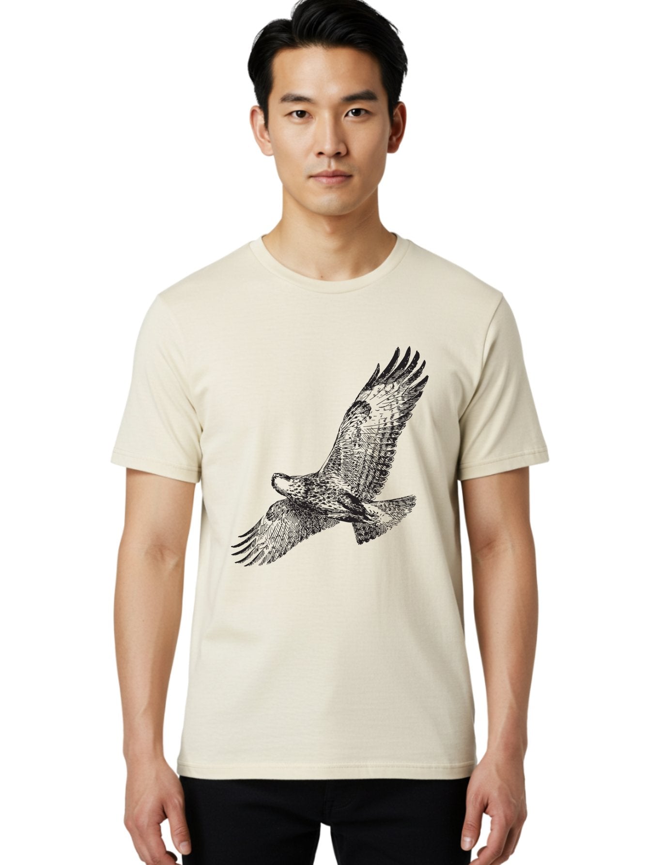 Falcon-In-Flight Men'S Graphic Tee, 100% Cotton, Comfortable Casual Summer Wear, Machine Washable, Eagle In Flight, Bird Of Prey, Wingspan, Majestic Creature, Freedom, Soaring High, Wildlife Art Aad881 18