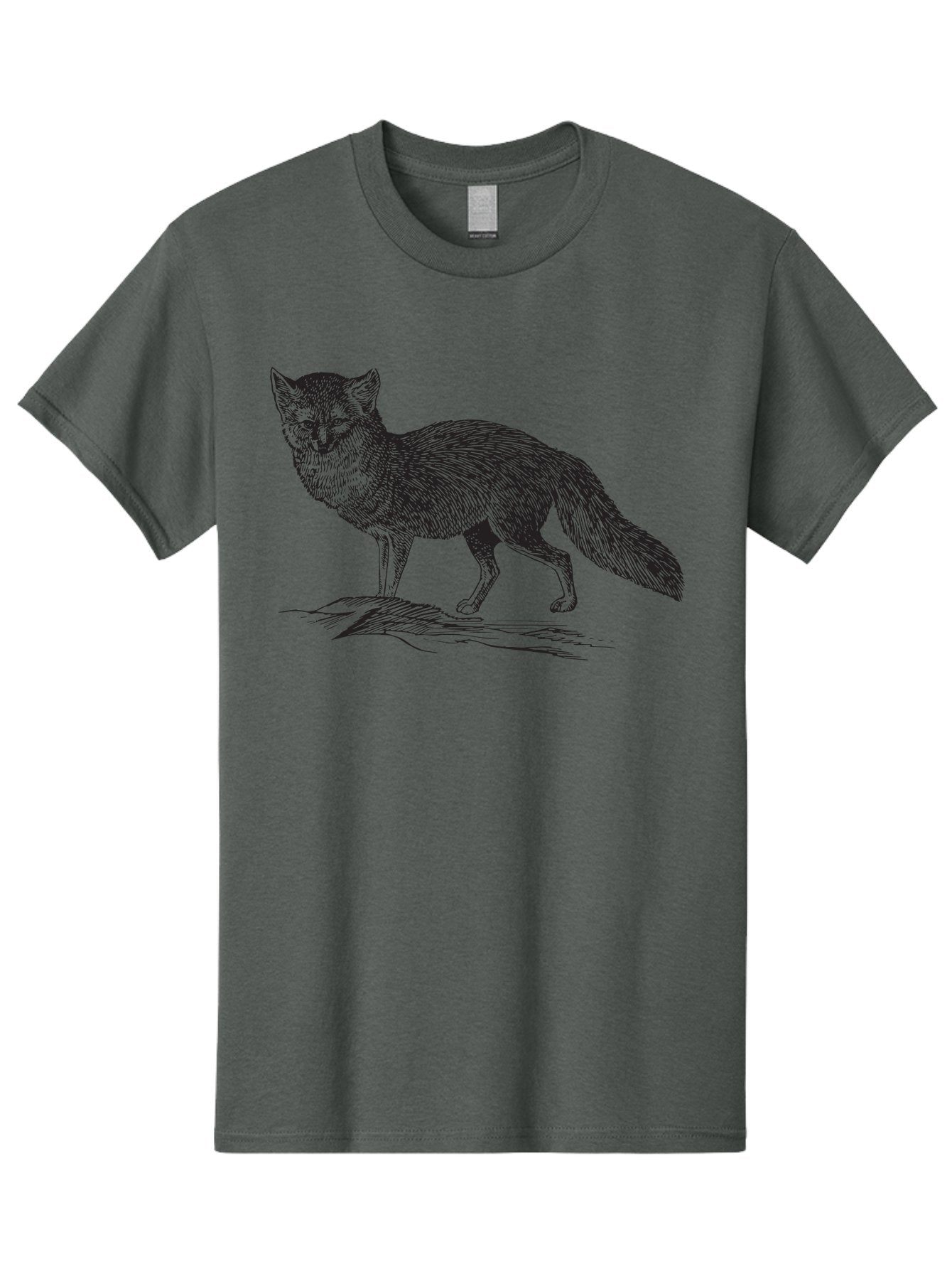 Fox-Illustration Men'S Graphic Tee, 100% Cotton, Comfortable Casual Summer Wear, Machine Washable, Fox Illustration, Wildlife Art, Monochrome Graphic, Natural Scenery, Wildlife Photography, Animal Art, Furry Creature, Forest Animal Aad884 3