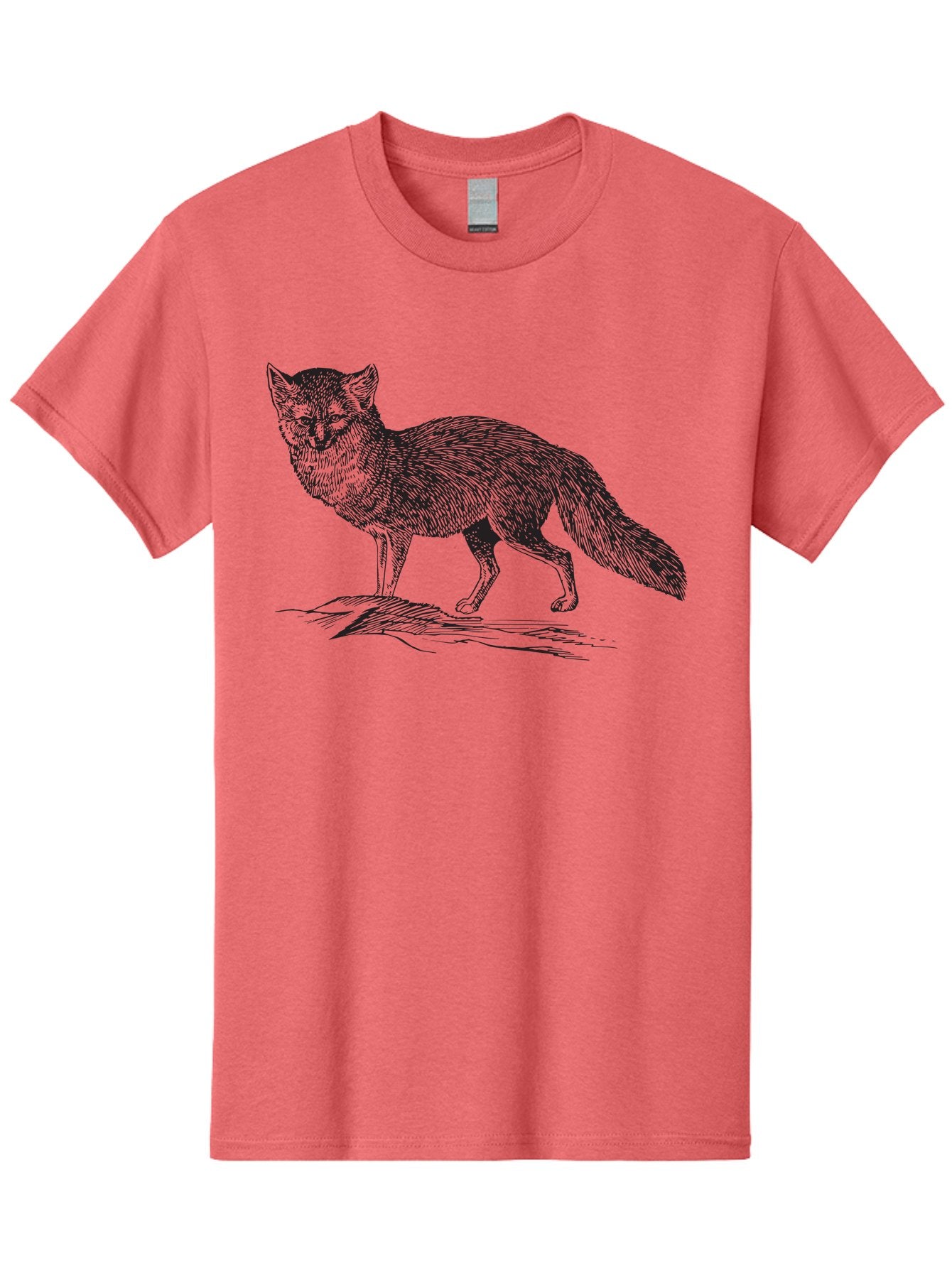 Fox-Illustration Men'S Graphic Tee, 100% Cotton, Comfortable Casual Summer Wear, Machine Washable, Fox Illustration, Wildlife Art, Monochrome Graphic, Natural Scenery, Wildlife Photography, Animal Art, Furry Creature, Forest Animal Aad884 11