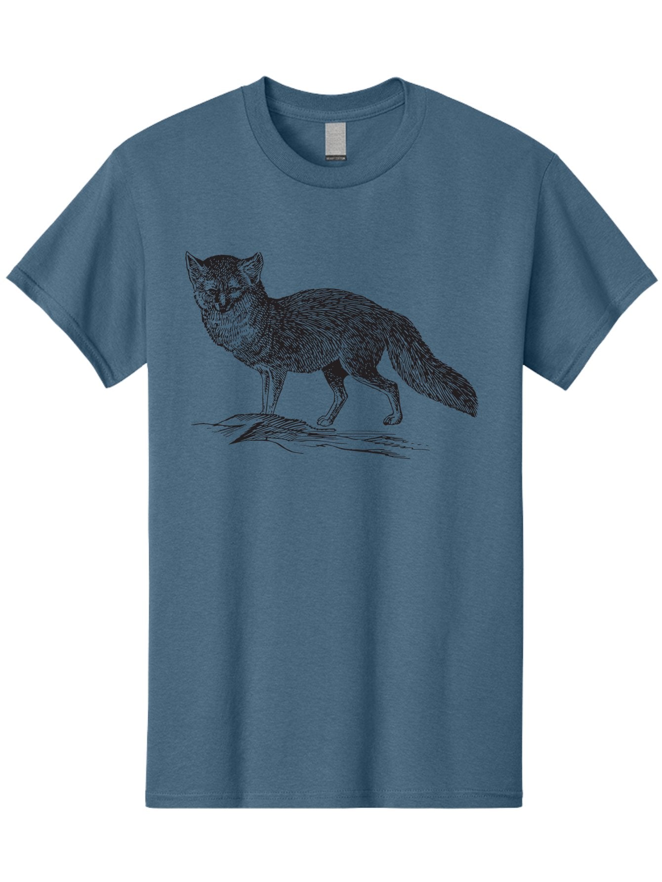 Fox-Illustration Men'S Graphic Tee, 100% Cotton, Comfortable Casual Summer Wear, Machine Washable, Fox Illustration, Wildlife Art, Monochrome Graphic, Natural Scenery, Wildlife Photography, Animal Art, Furry Creature, Forest Animal Aad884 9