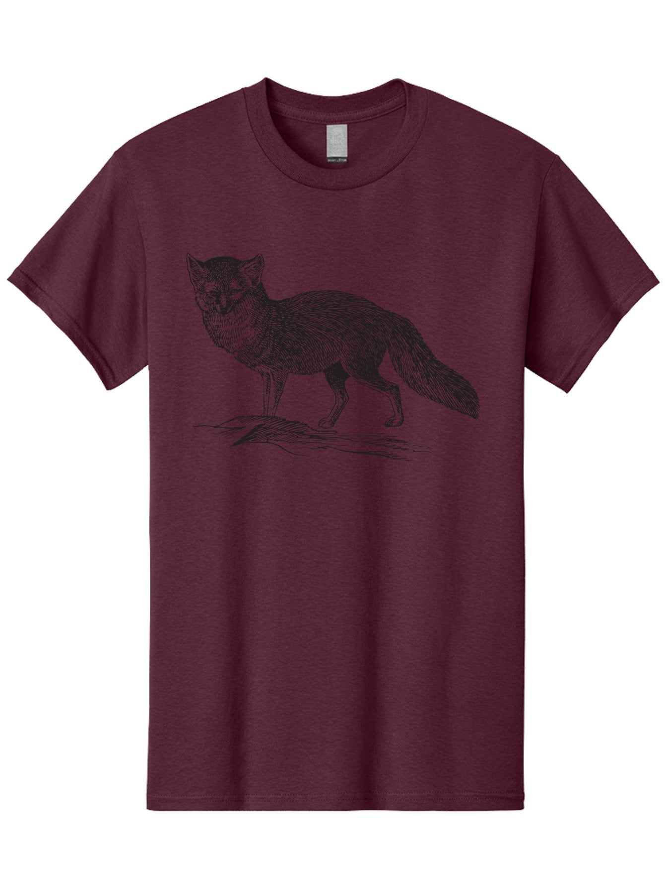Fox-Illustration Men'S Graphic Tee, 100% Cotton, Comfortable Casual Summer Wear, Machine Washable, Fox Illustration, Wildlife Art, Monochrome Graphic, Natural Scenery, Wildlife Photography, Animal Art, Furry Creature, Forest Animal Aad884 15