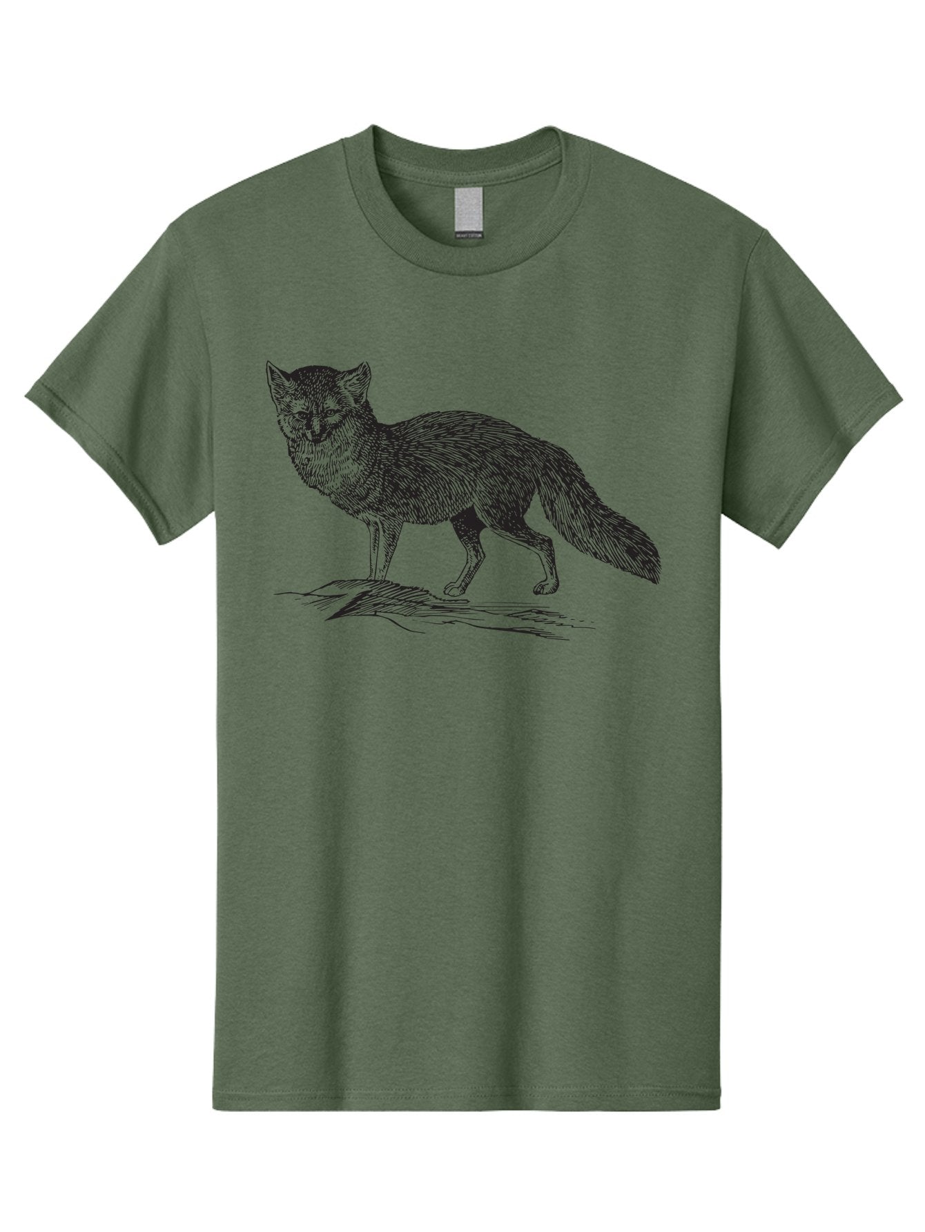 Fox-Illustration Men'S Graphic Tee, 100% Cotton, Comfortable Casual Summer Wear, Machine Washable, Fox Illustration, Wildlife Art, Monochrome Graphic, Natural Scenery, Wildlife Photography, Animal Art, Furry Creature, Forest Animal Aad884 8
