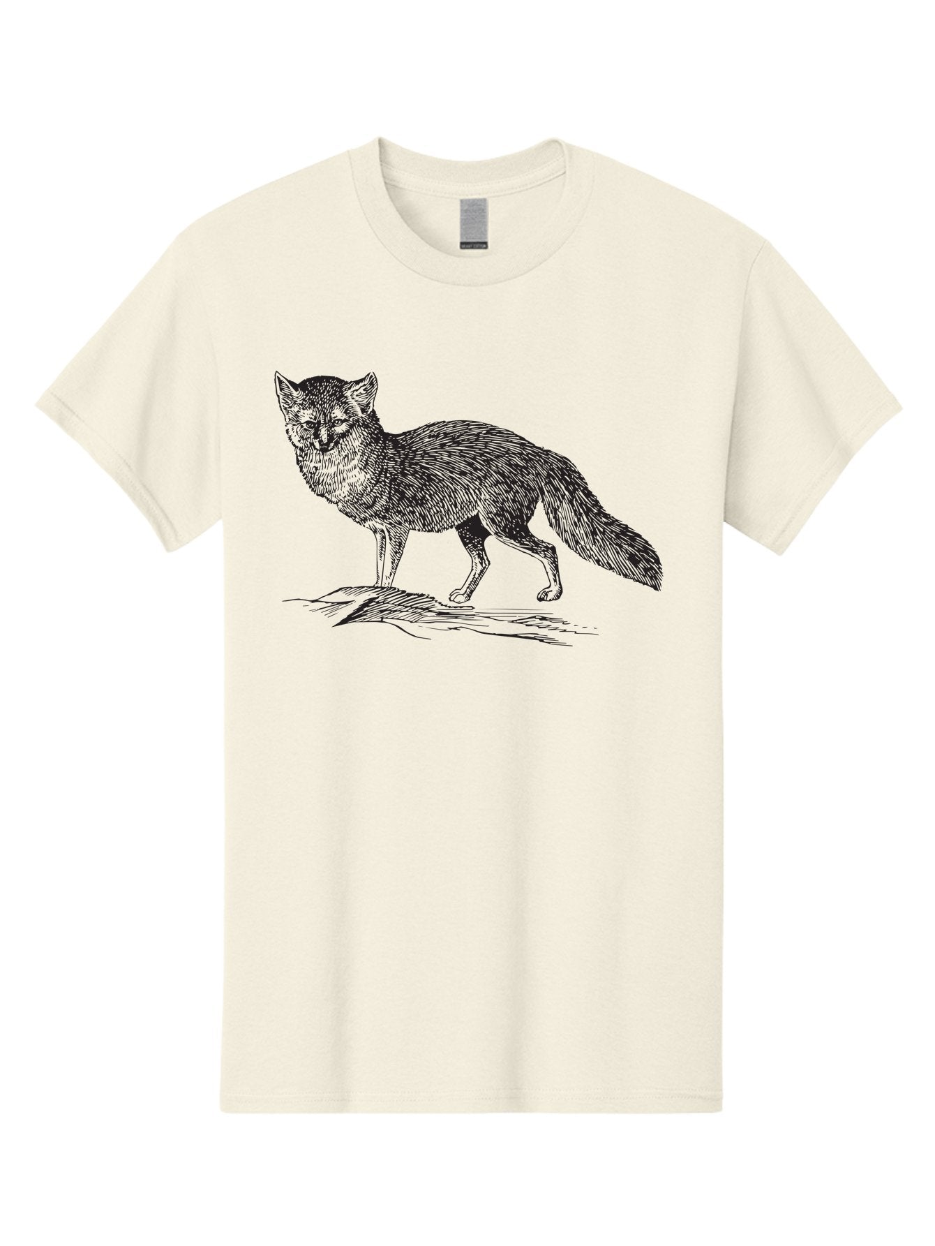Fox-Illustration Men'S Graphic Tee, 100% Cotton, Comfortable Casual Summer Wear, Machine Washable, Fox Illustration, Wildlife Art, Monochrome Graphic, Natural Scenery, Wildlife Photography, Animal Art, Furry Creature, Forest Animal Aad884 12