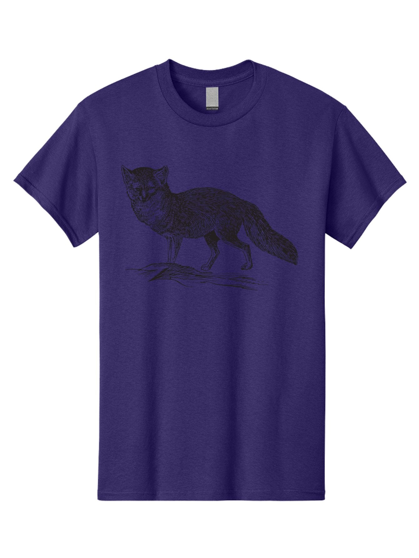 Fox-Illustration Men'S Graphic Tee, 100% Cotton, Comfortable Casual Summer Wear, Machine Washable, Fox Illustration, Wildlife Art, Monochrome Graphic, Natural Scenery, Wildlife Photography, Animal Art, Furry Creature, Forest Animal Aad884 4