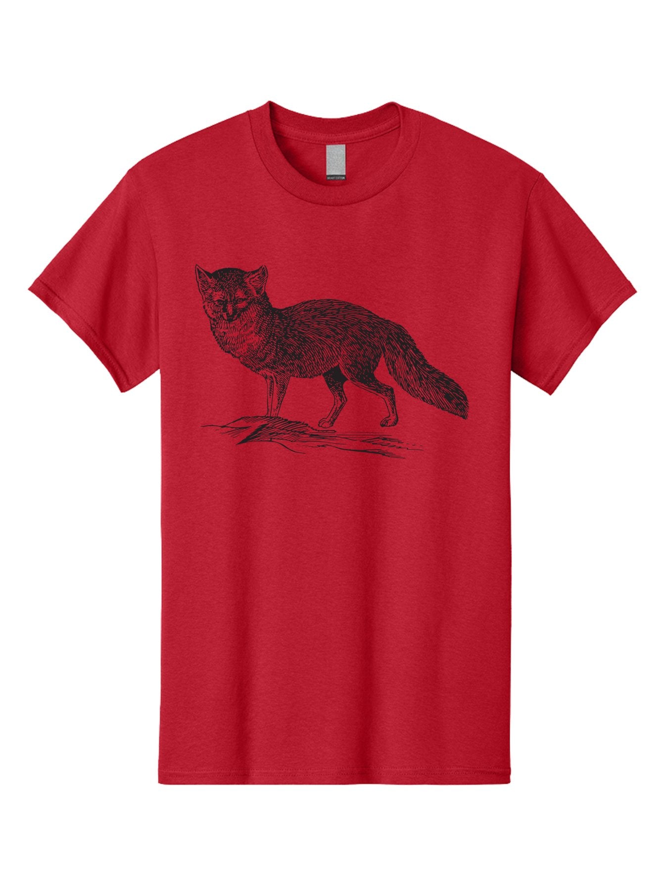Fox-Illustration Men'S Graphic Tee, 100% Cotton, Comfortable Casual Summer Wear, Machine Washable, Fox Illustration, Wildlife Art, Monochrome Graphic, Natural Scenery, Wildlife Photography, Animal Art, Furry Creature, Forest Animal Aad884 7