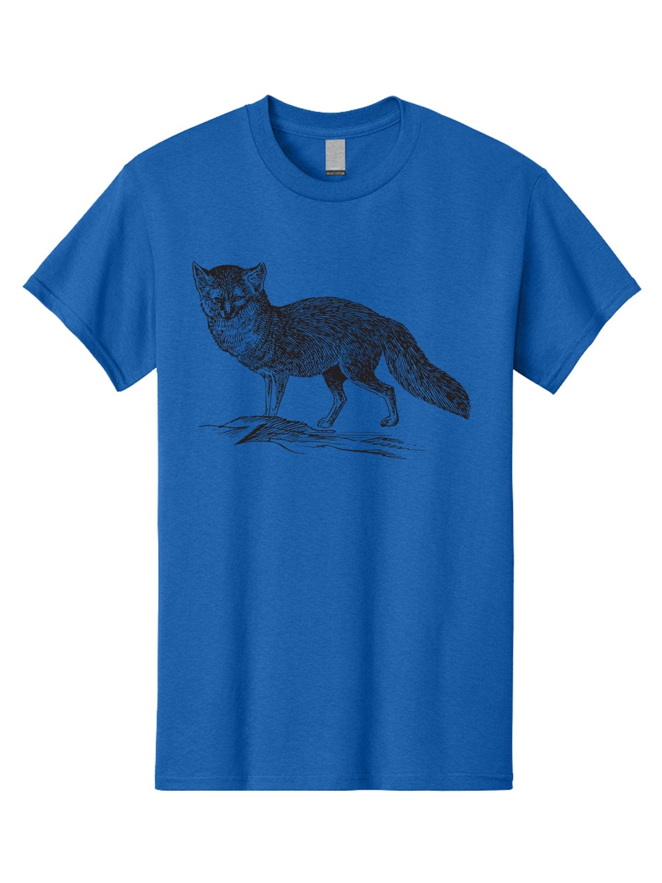 Fox-Illustration Men'S Graphic Tee, 100% Cotton, Comfortable Casual Summer Wear, Machine Washable, Fox Illustration, Wildlife Art, Monochrome Graphic, Natural Scenery, Wildlife Photography, Animal Art, Furry Creature, Forest Animal Aad884 6
