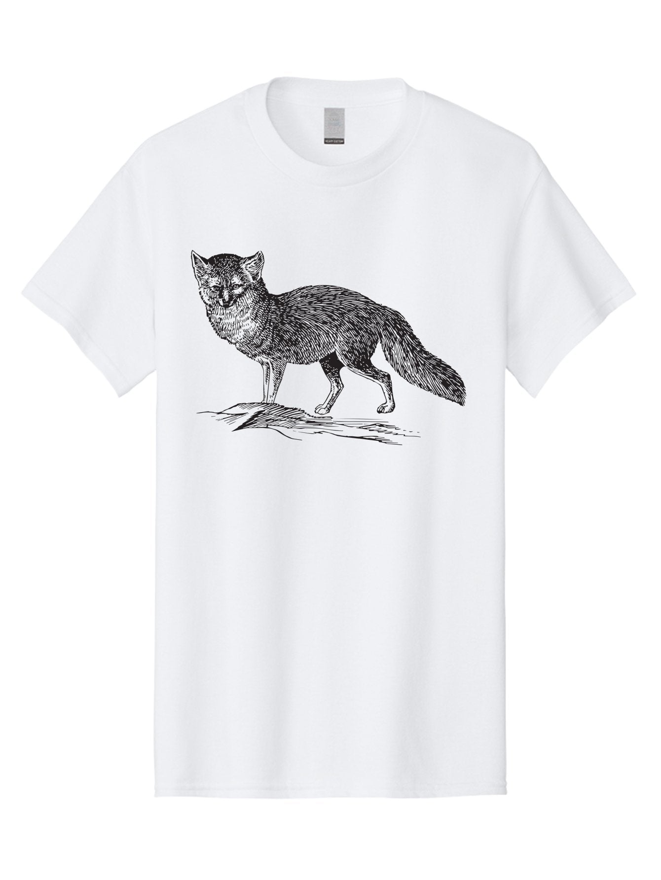 Fox-Illustration Men'S Graphic Tee, 100% Cotton, Comfortable Casual Summer Wear, Machine Washable, Fox Illustration, Wildlife Art, Monochrome Graphic, Natural Scenery, Wildlife Photography, Animal Art, Furry Creature, Forest Animal Aad884 10
