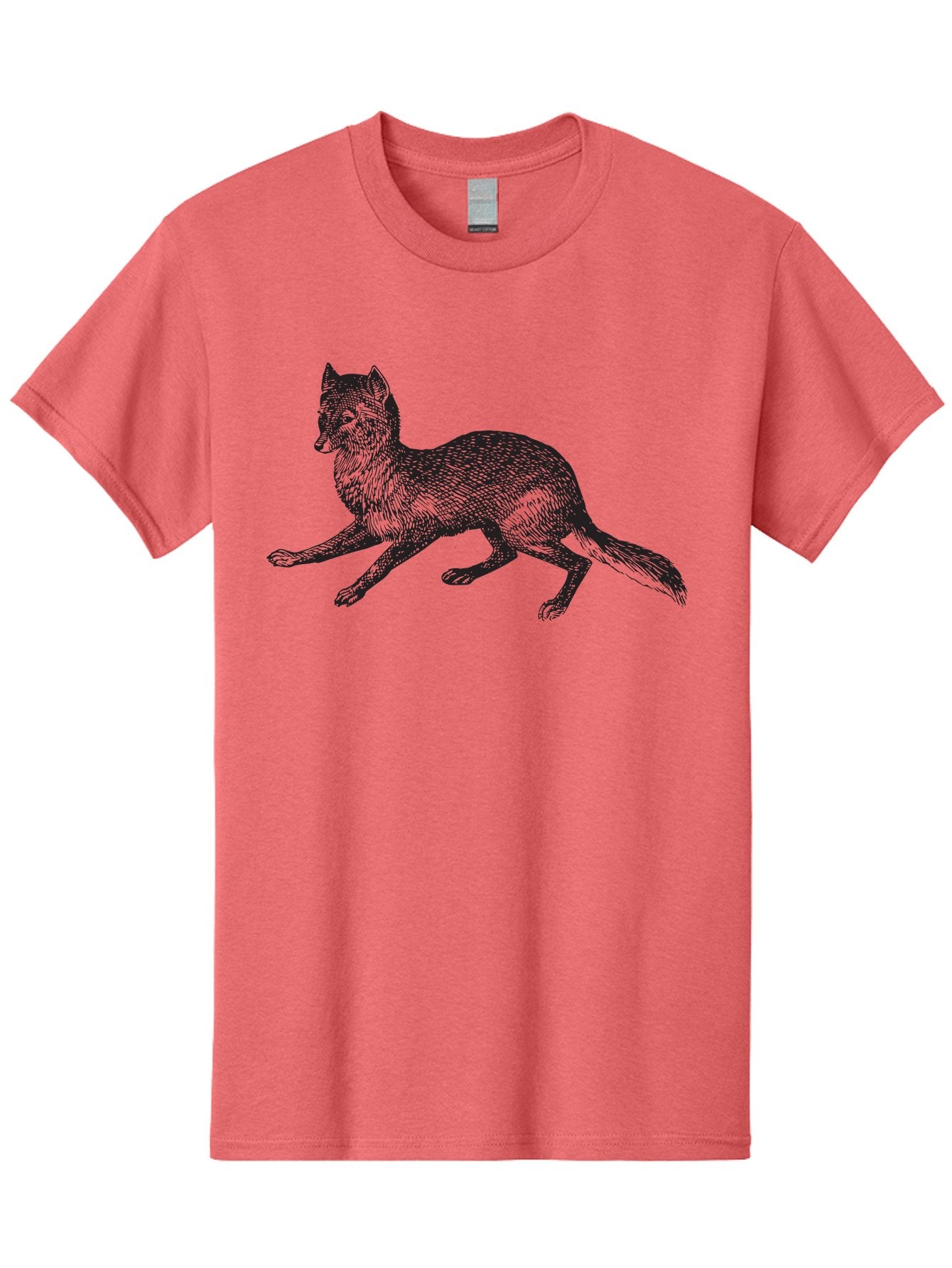 Fox Men'S Graphic Tee, 100% Cotton, Comfortable Casual Summer Wear, Machine Washable, Running Fox, Fox Illustration, Wildlife Art, Black And Green, Dynamic Pose, Cross-Hatching Technique, Furry Texture, Animal Graphics Aad885 14