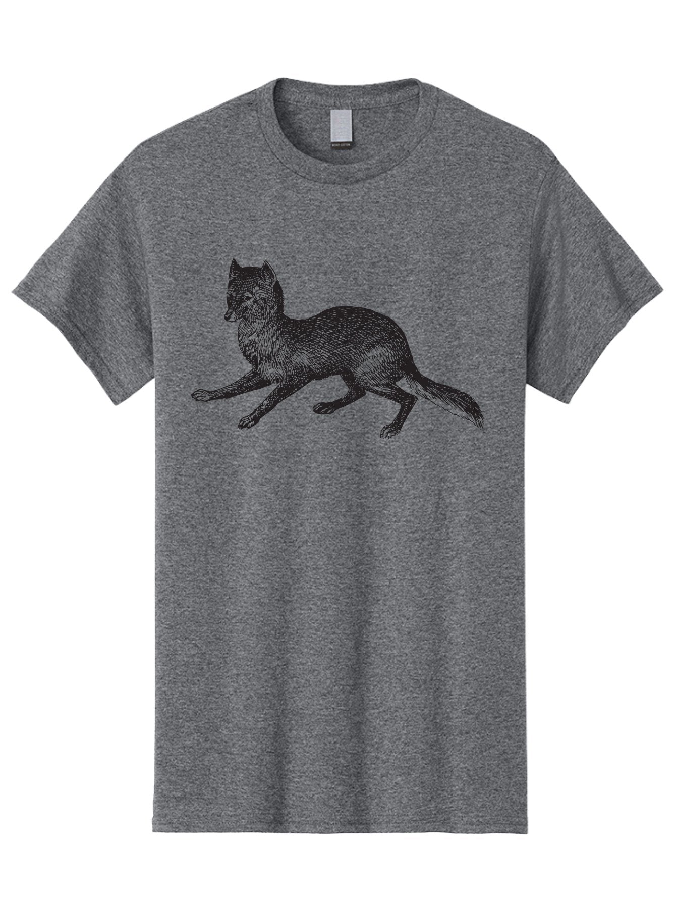 Fox Men'S Graphic Tee, 100% Cotton, Comfortable Casual Summer Wear, Machine Washable, Running Fox, Fox Illustration, Wildlife Art, Black And Green, Dynamic Pose, Cross-Hatching Technique, Furry Texture, Animal Graphics Aad885 12
