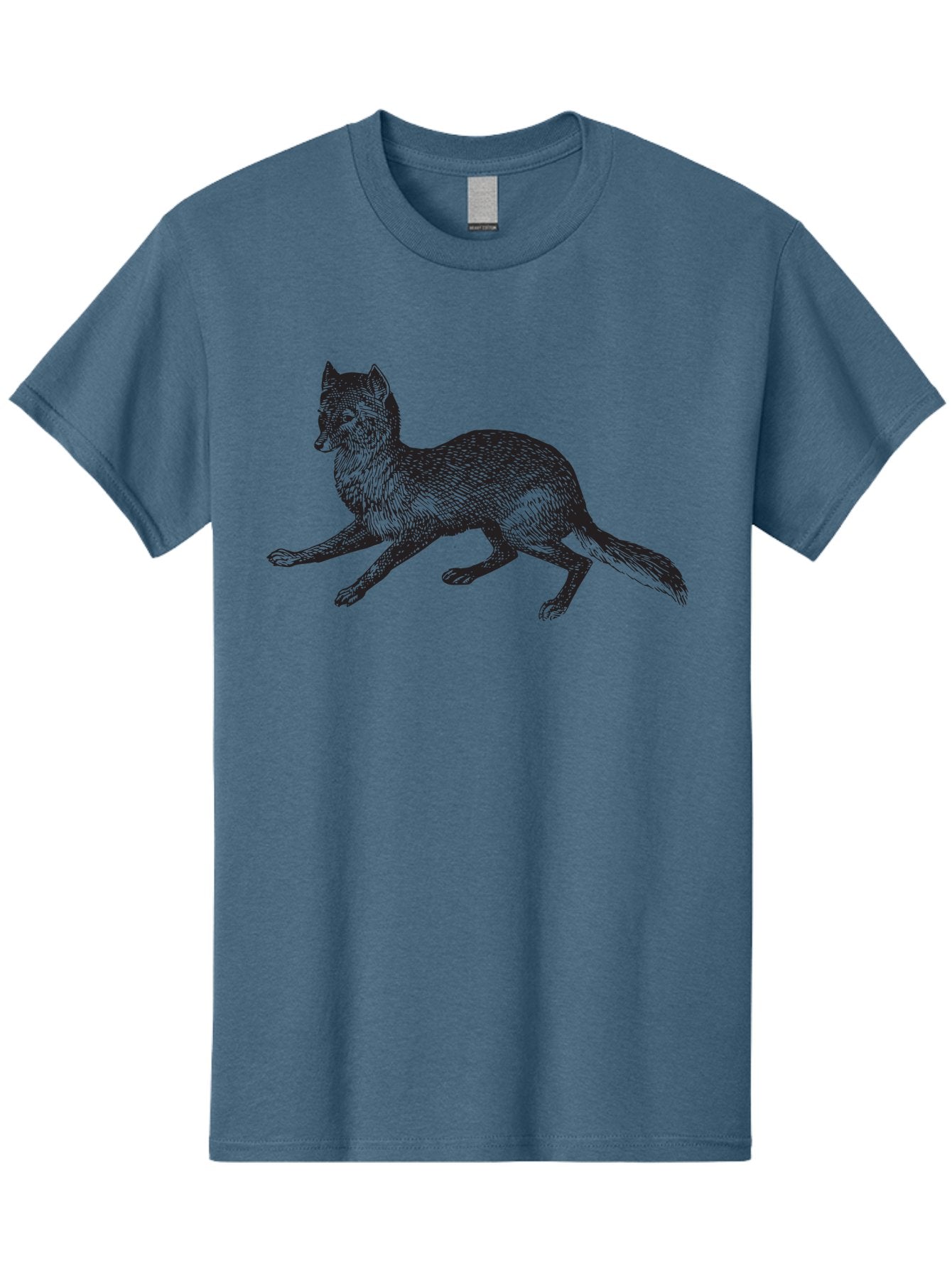 Fox Men'S Graphic Tee, 100% Cotton, Comfortable Casual Summer Wear, Machine Washable, Running Fox, Fox Illustration, Wildlife Art, Black And Green, Dynamic Pose, Cross-Hatching Technique, Furry Texture, Animal Graphics Aad885 11
